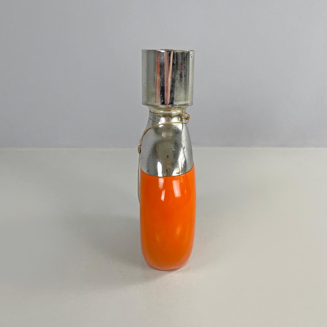 Modern Italian modern orange and silver bottle Cremidea Amaretto by F.lli Beccaro 1970s