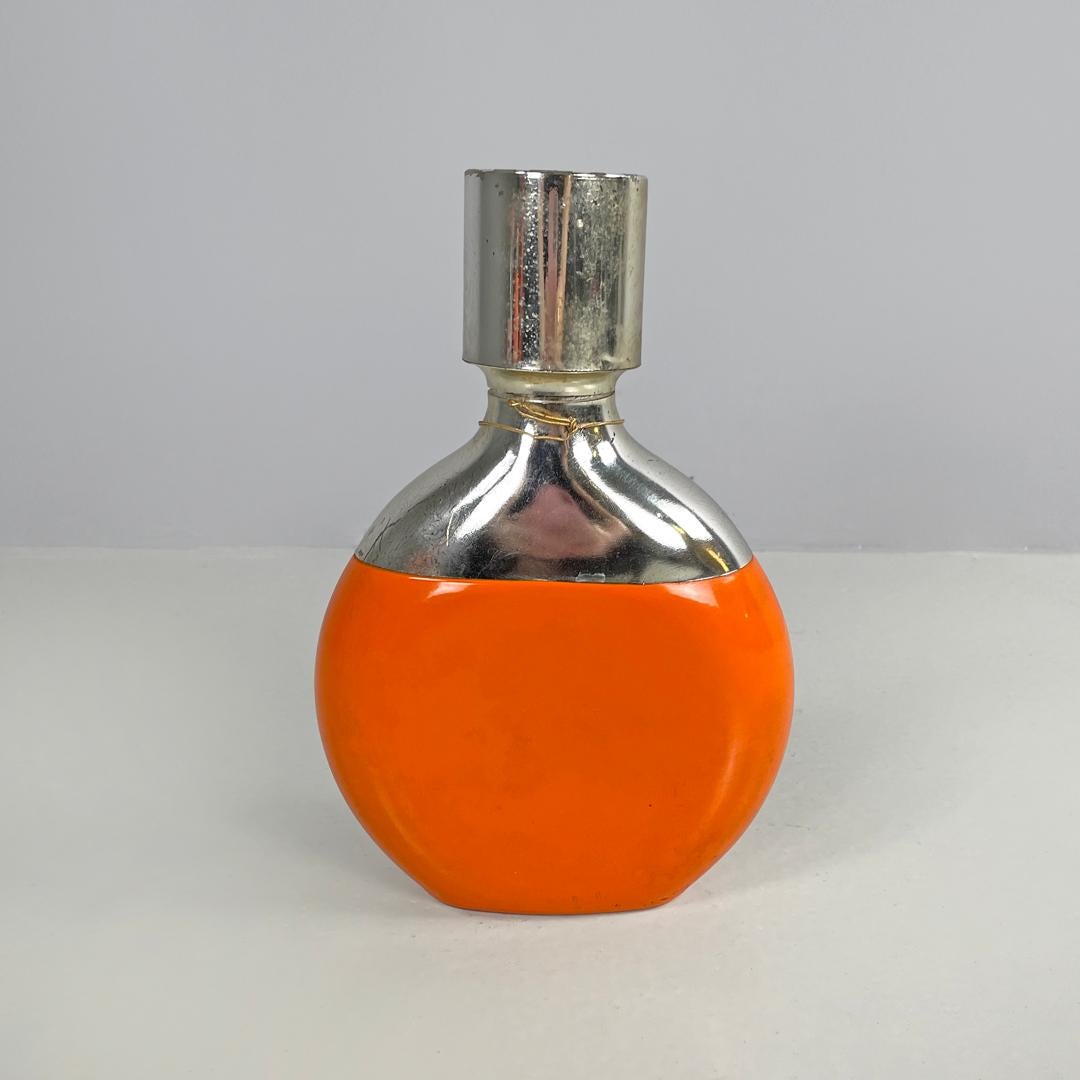 Late 20th Century Italian modern orange and silver bottle Cremidea Amaretto by F.lli Beccaro 1970s