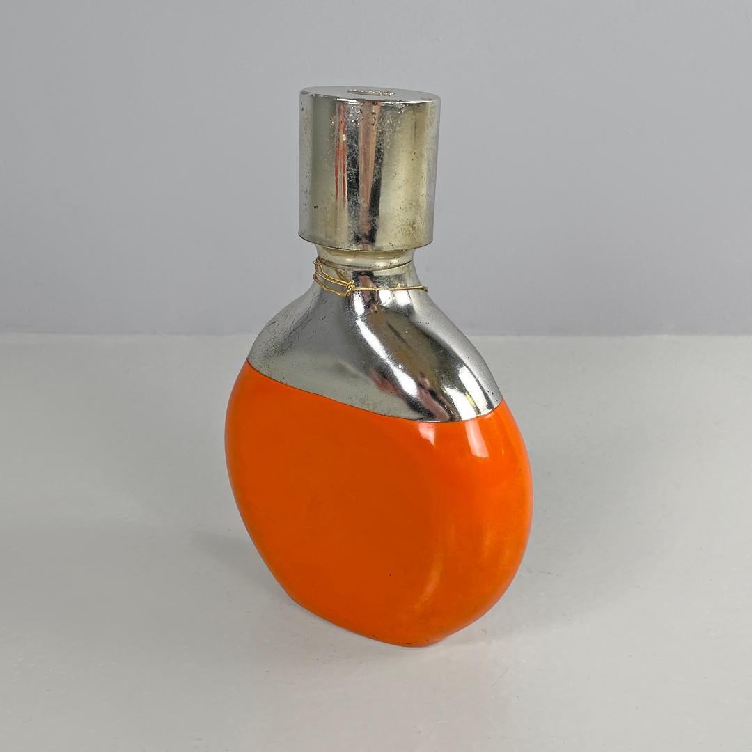 Glass Italian modern orange and silver bottle Cremidea Amaretto by F.lli Beccaro 1970s