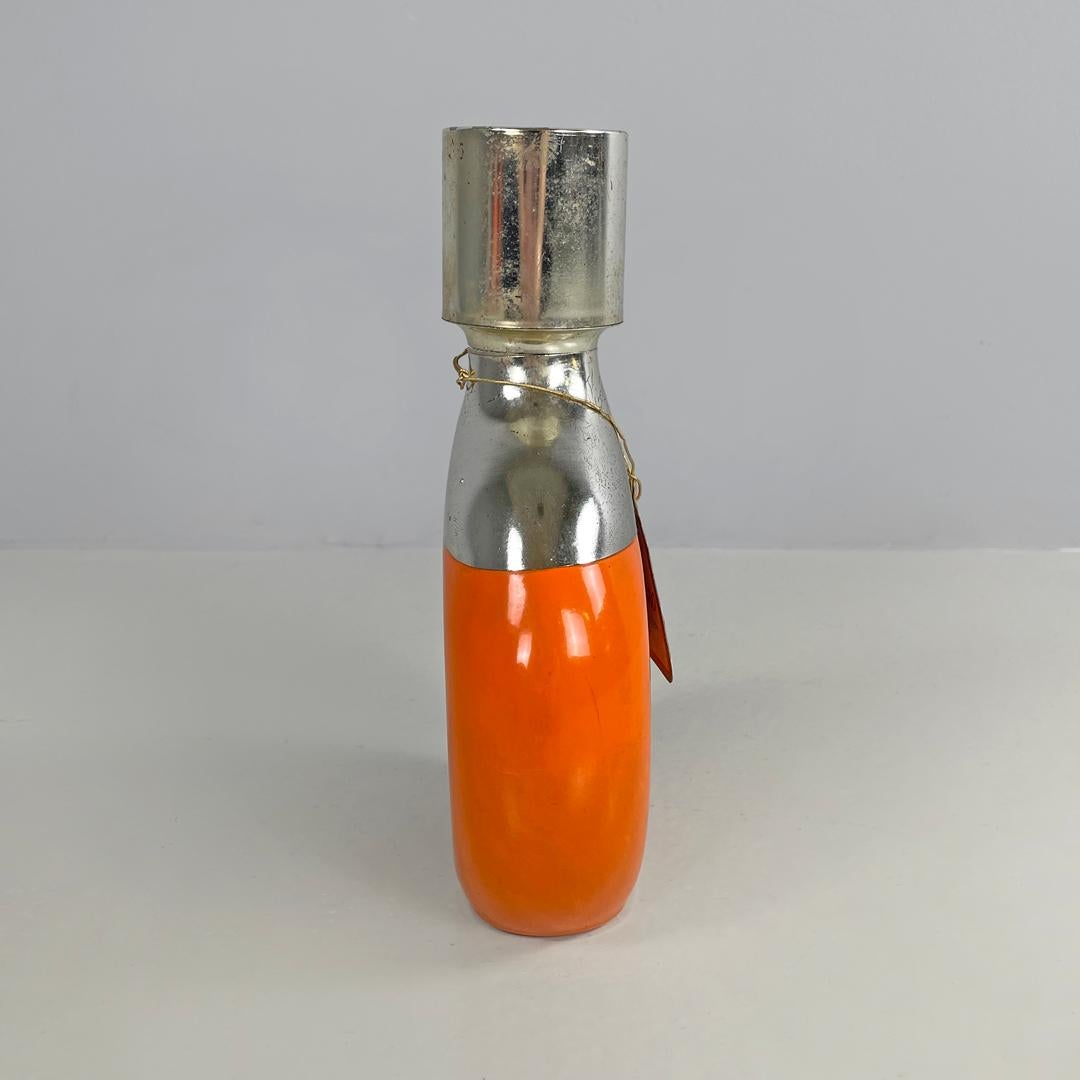 Italian modern orange and silver bottle Cremidea Amaretto by F.lli Beccaro 1970s 1