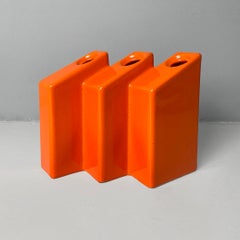 Italian modern orange ceramic vase by Enzo Bioli for Il Picchio, 1970s