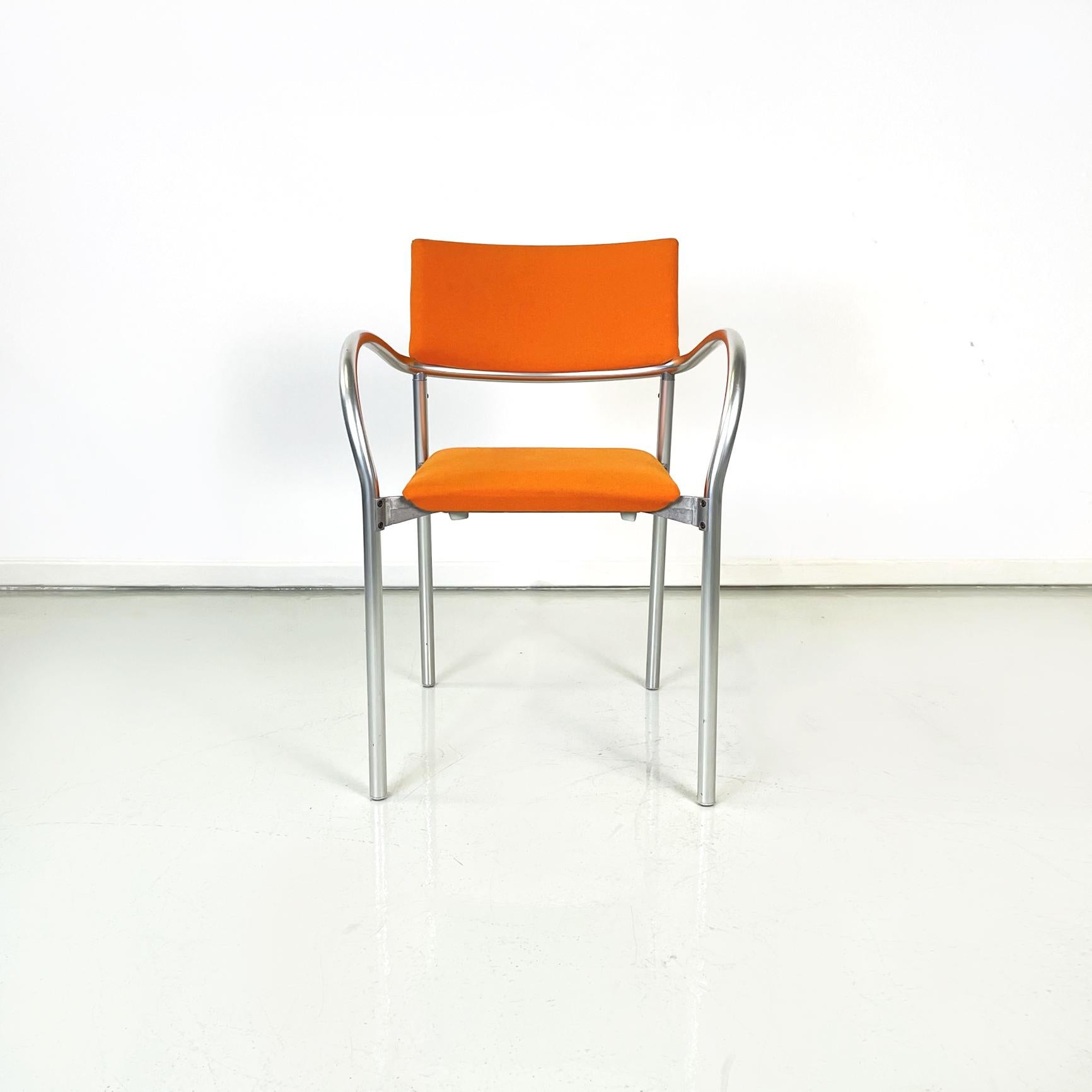 Italian Modern Orange Fabric Chairs Mod, Breeze by Bartoli for Segis, 1980s In Good Condition For Sale In MIlano, IT
