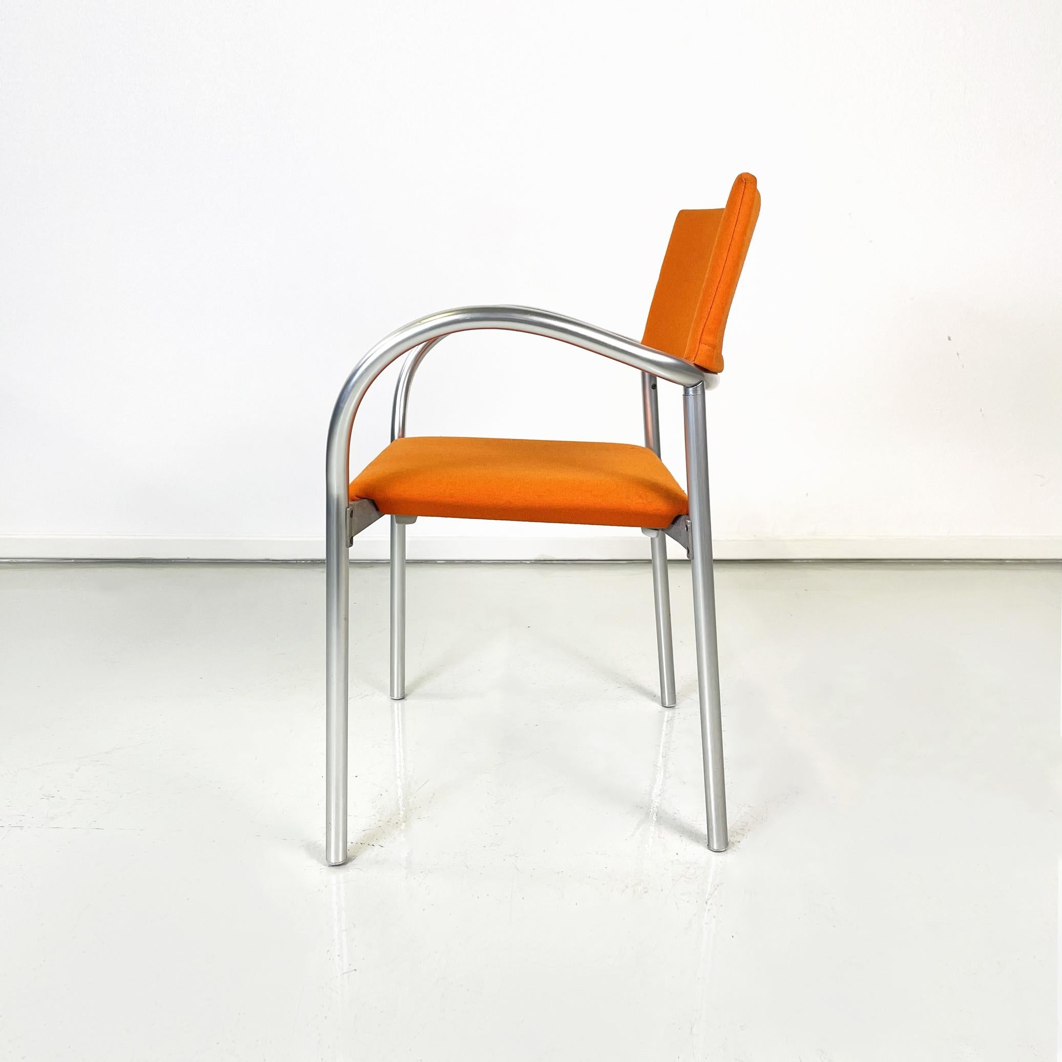 Late 20th Century Italian Modern Orange Fabric Chairs Mod, Breeze by Bartoli for Segis, 1980s For Sale