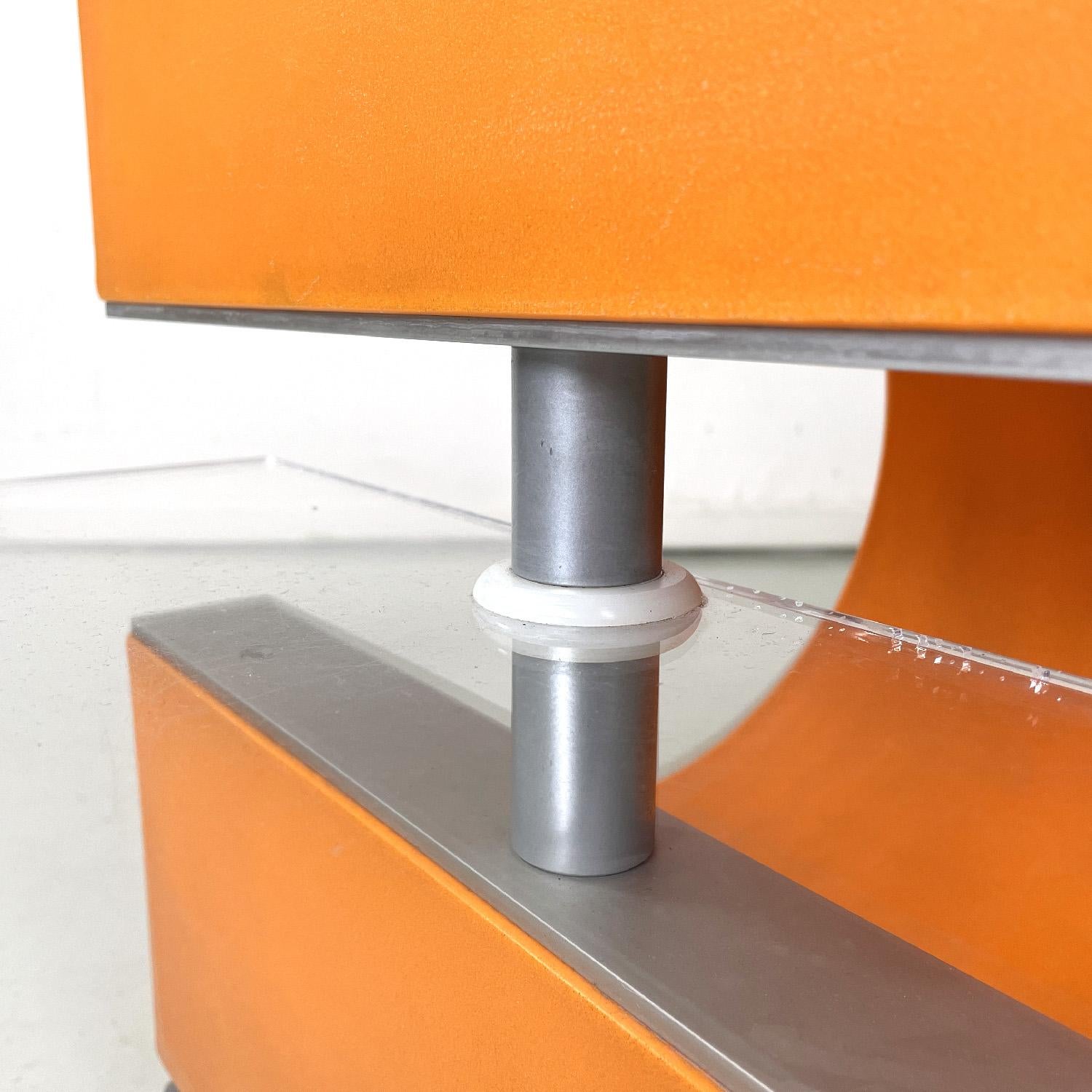 Italian modern orange plastic coffee table with plexiglass clear top, 2000s For Sale 6