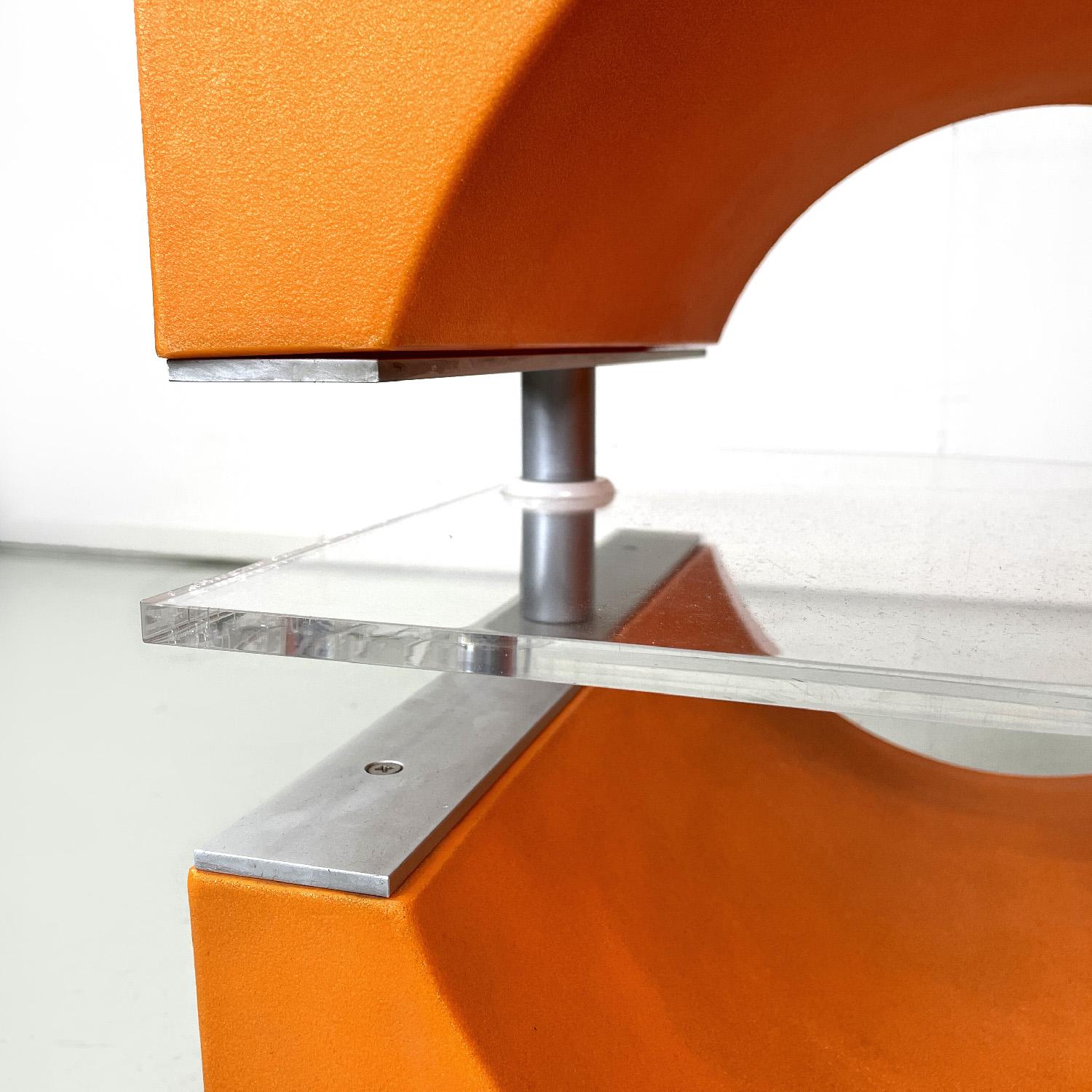 Italian modern orange plastic coffee table with plexiglass clear top, 2000s For Sale 7