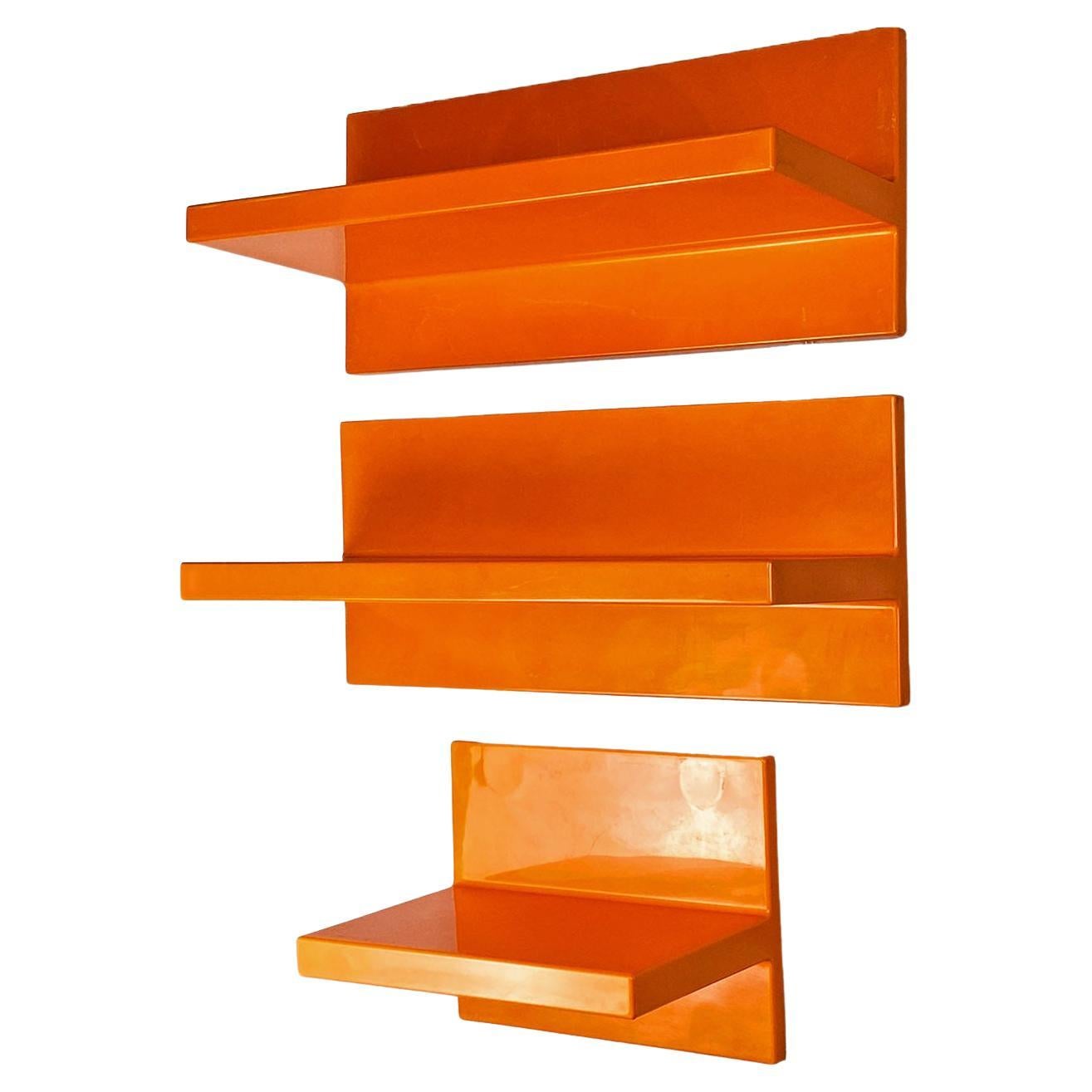 Italian modern orange plastic shelves by Marcello Siard for Kartell, 1970s