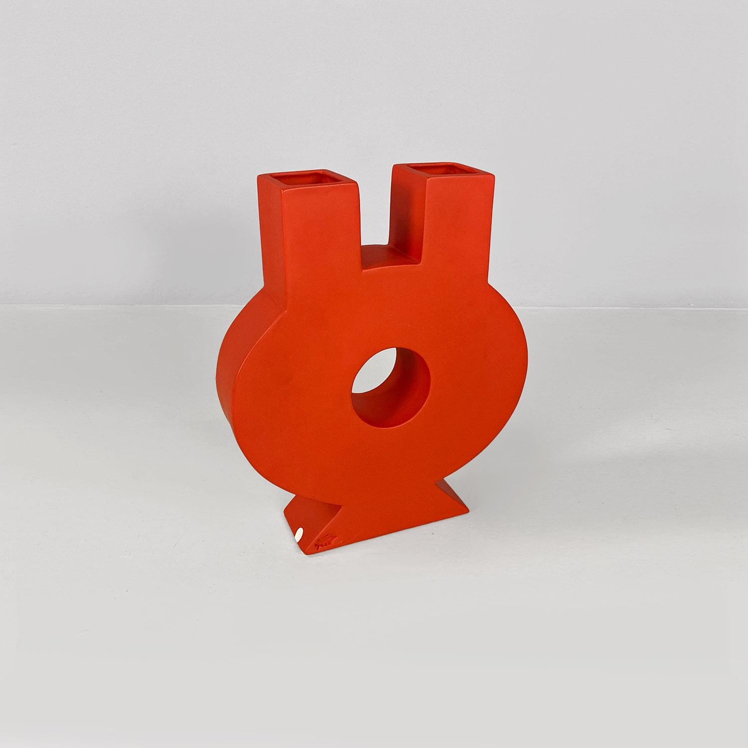 Italian modern orange red sculpture vase by Florio Paccagnella, 2023 For Sale 1