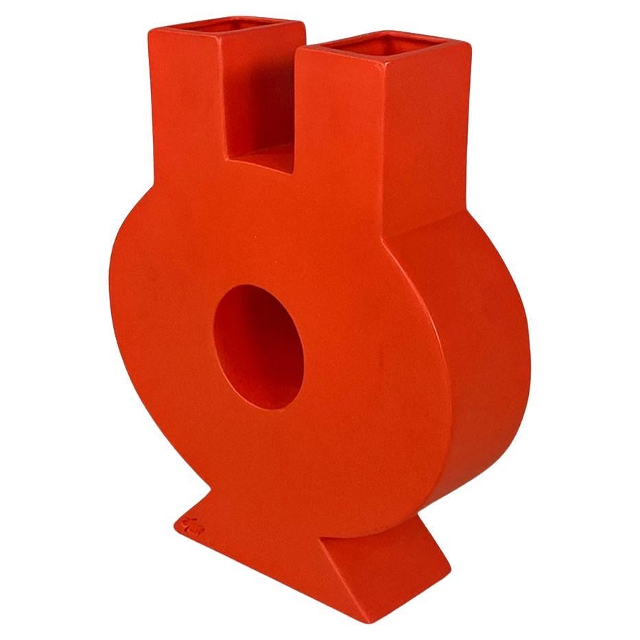 Italian modern orange red sculpture vase by Florio Paccagnella, 2023