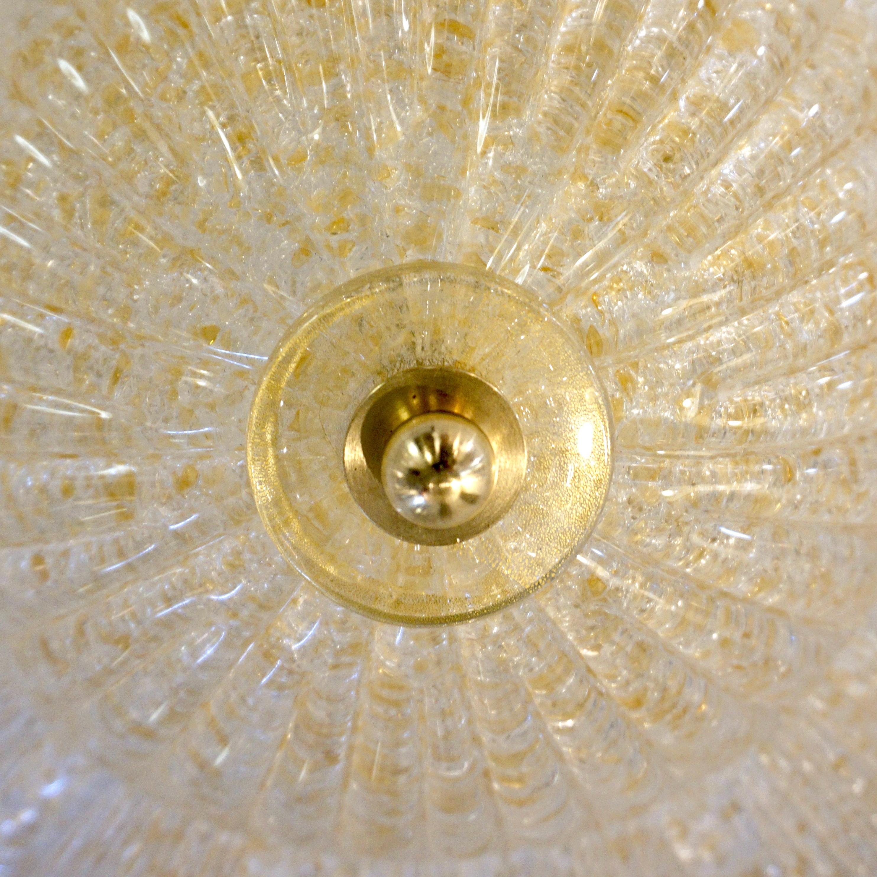 Lampada da incasso in vetro di Murano a foglia di fiore, dal design organico e moderno in oro. In condizioni Nuovo in vendita a New York, NY