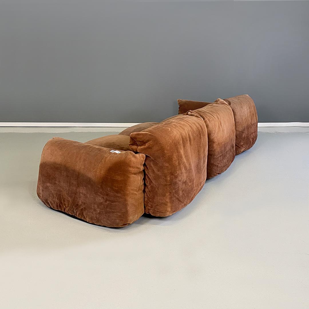 Italian modern original suede Marenco sofa by Mario Marenco for Arflex, 1970s 1