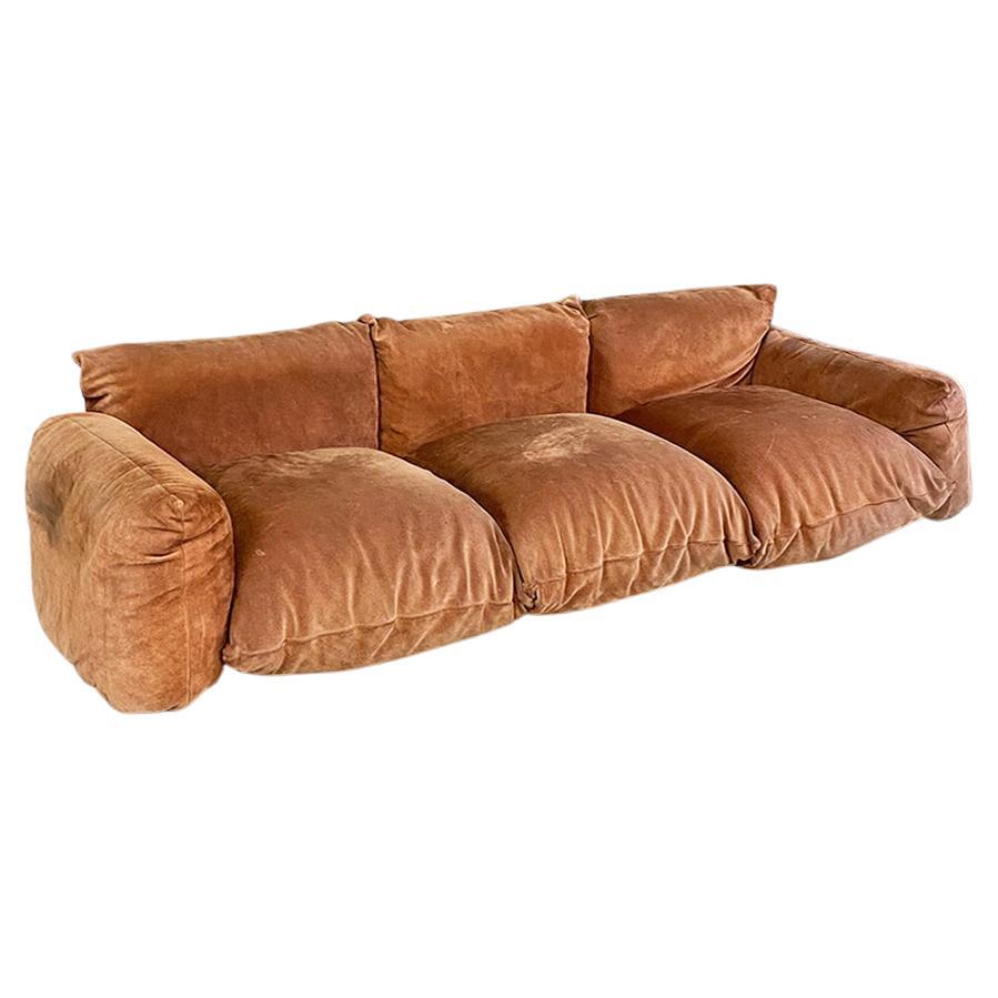 Italian modern original suede Marenco sofa by Mario Marenco for Arflex, 1970s