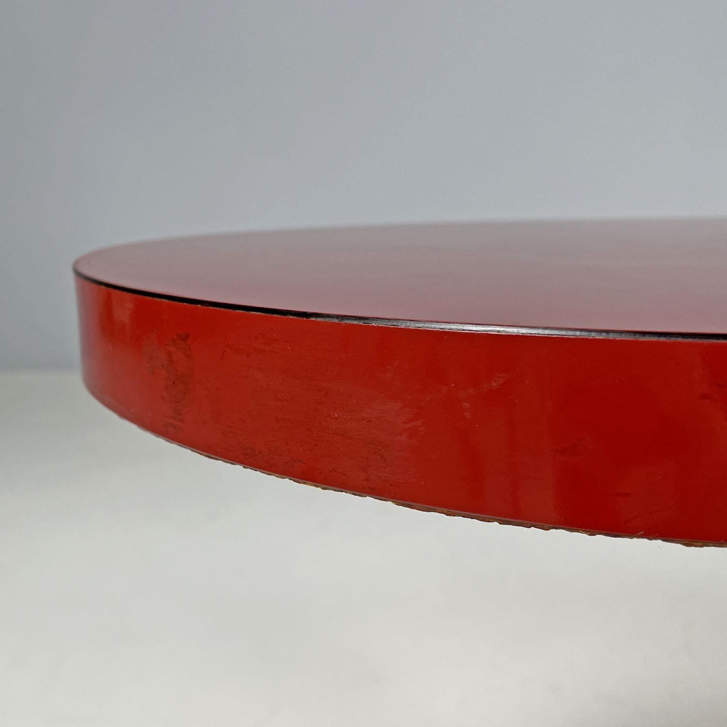 Italienische moderne ovale Couchtische mit roten Laminatplatten, 1980er Jahre  im Angebot 3