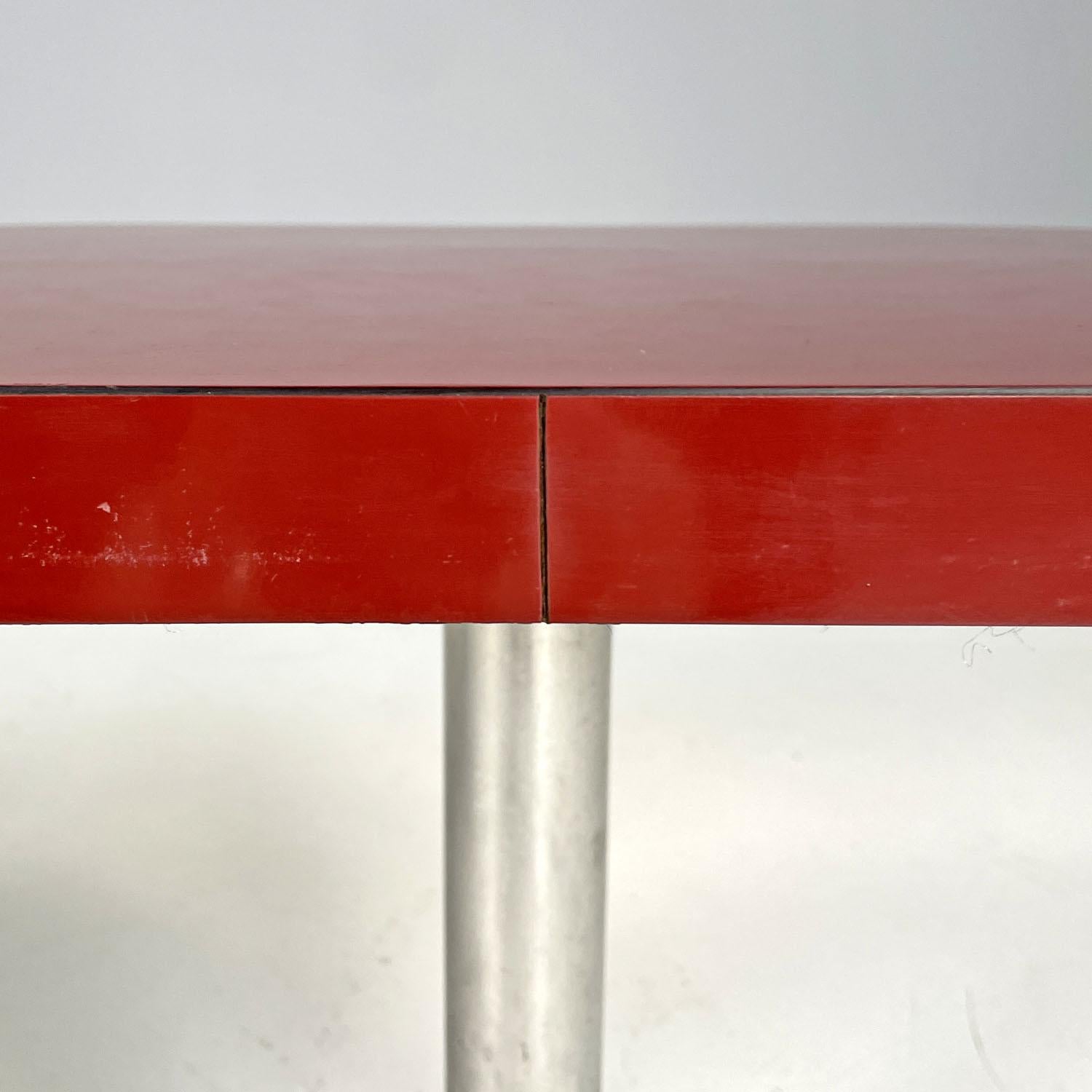 Italian modern oval coffee tables with red laminate tops, 1980s  For Sale 6