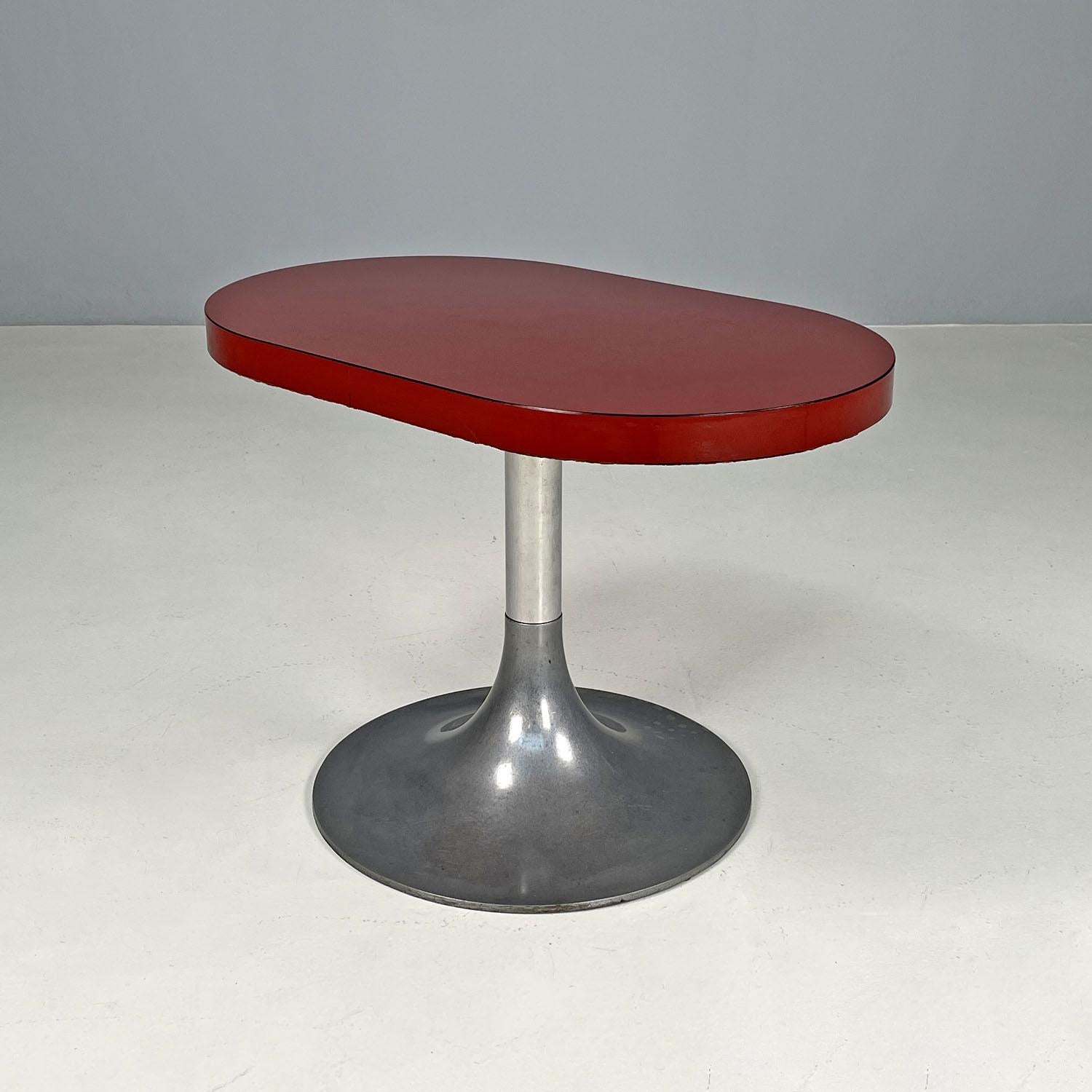Late 20th Century Italian modern oval coffee tables with red laminate tops, 1980s  For Sale