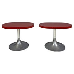 Italian modern oval coffee tables with red laminate tops, 1980s 