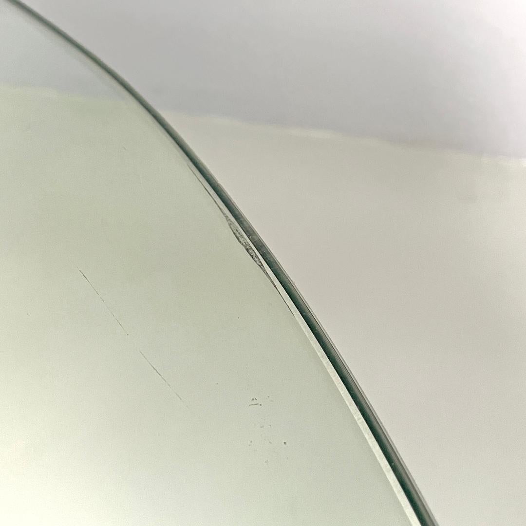 Italian modern oval glass top dining table with chromed metal columns, 1970s 7