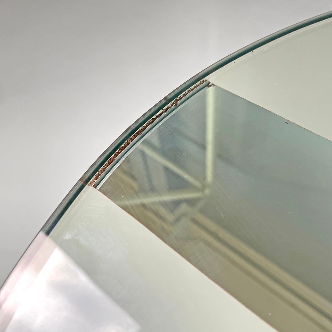 Italian modern oval glass top dining table with chromed metal columns, 1970s 8