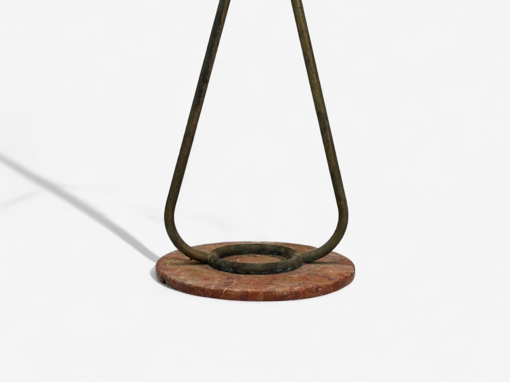 Italienische Moderne, lackierte Emaille, Messing, Marmor, Stehlampe, Italien, 1940er Jahre im Angebot 5