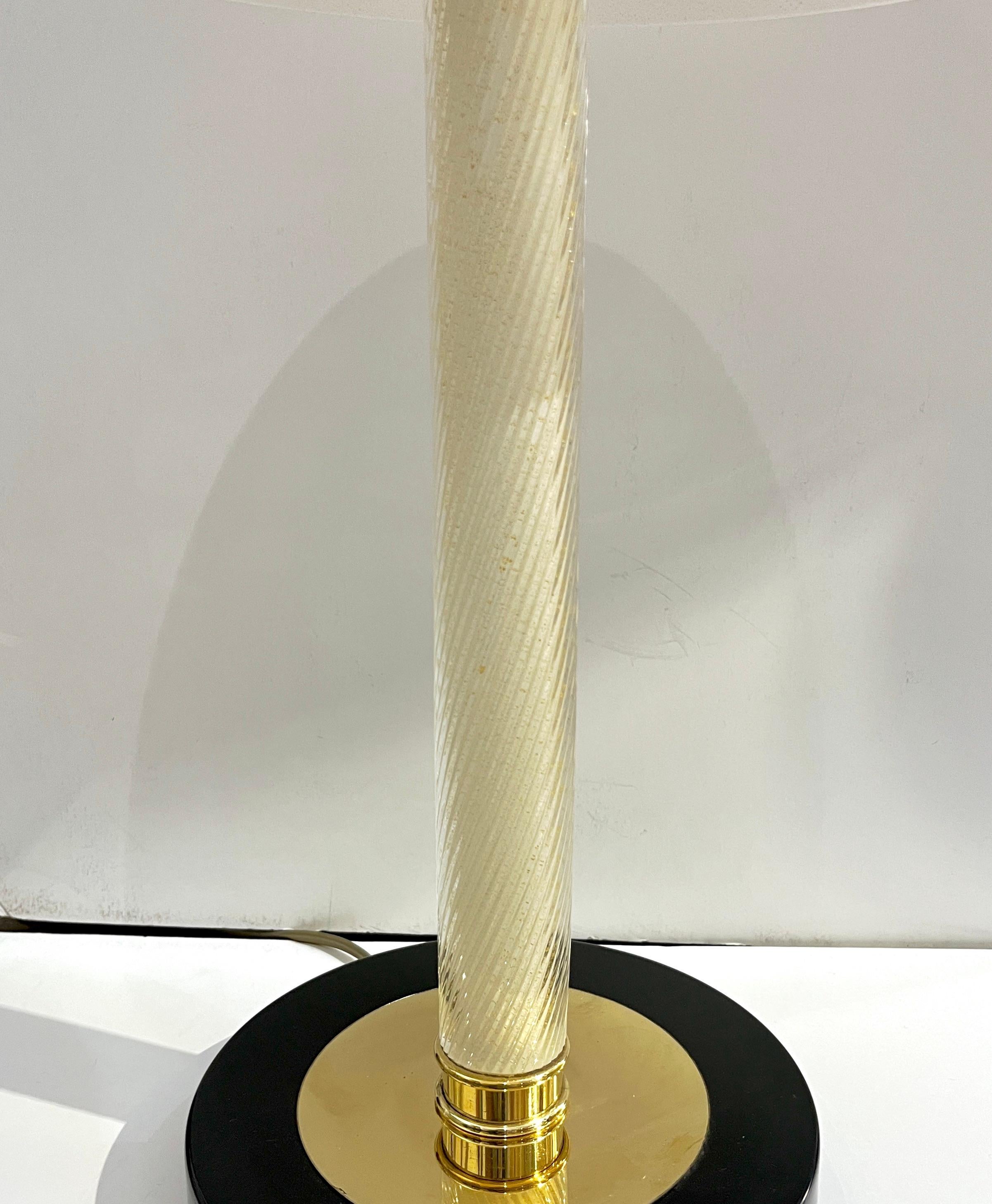 Gold Leaf Italian Modern Pair of Art Deco Design Black White Gold Murano Glass Dome Lamps