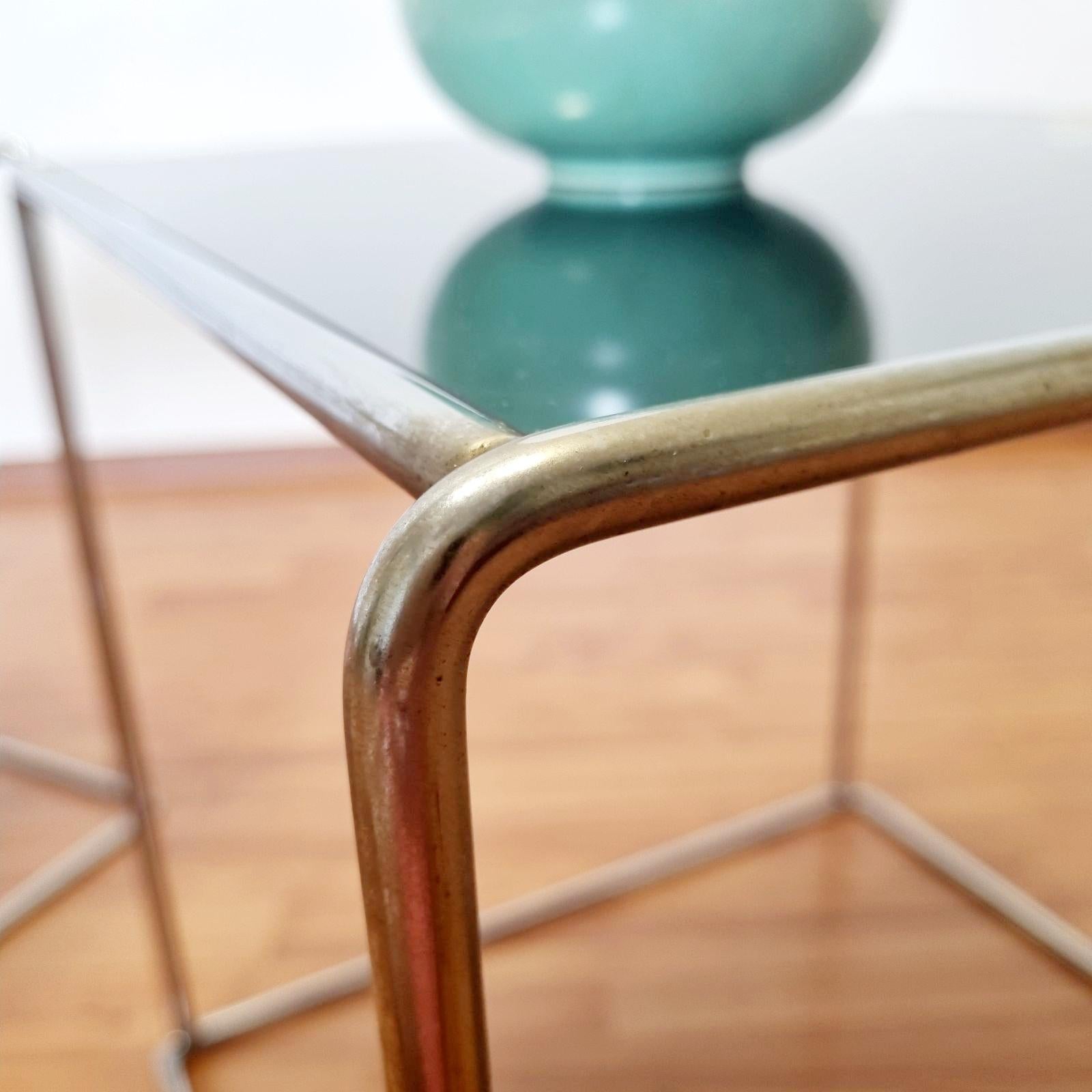 Italian Modern Pair of Bauhaus Style Mirrored Side Tables, Italy 70s 5