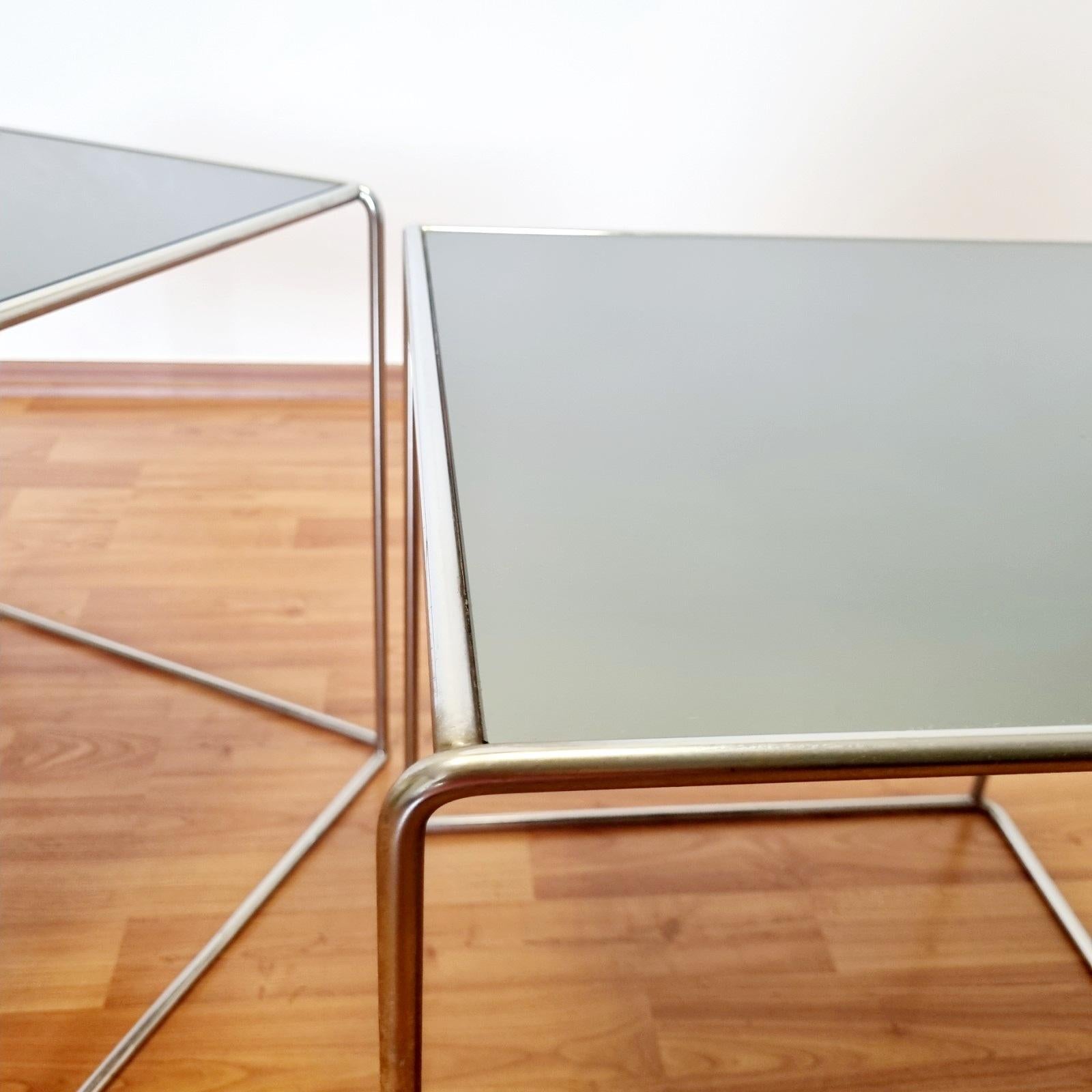Italian Modern Pair of Bauhaus Style Mirrored Side Tables, Italy 70s 3