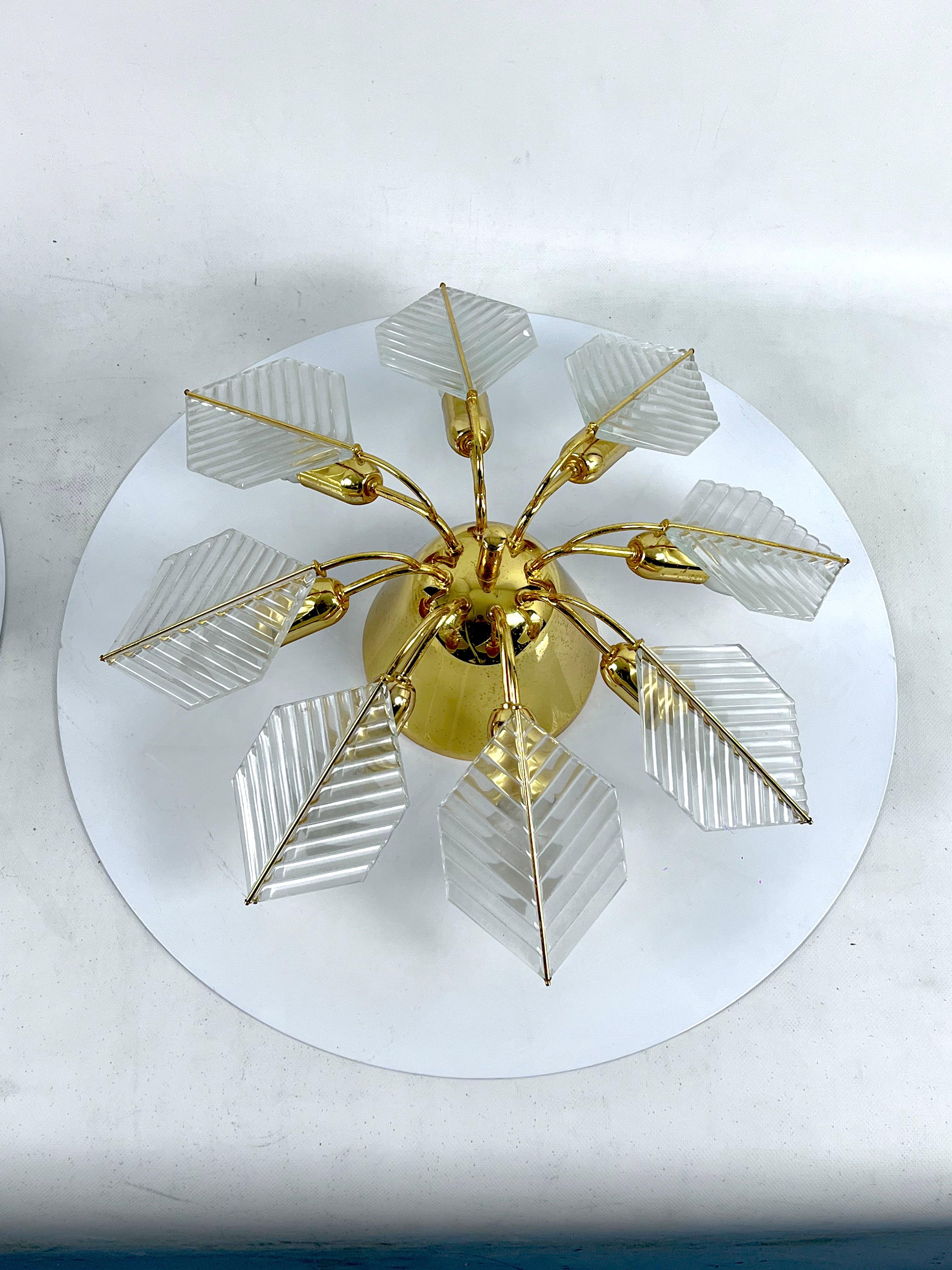 Italian Modern Pair of Brass Ceiling Lamps by Zero Quattro, 1970s In Good Condition For Sale In Catania, CT