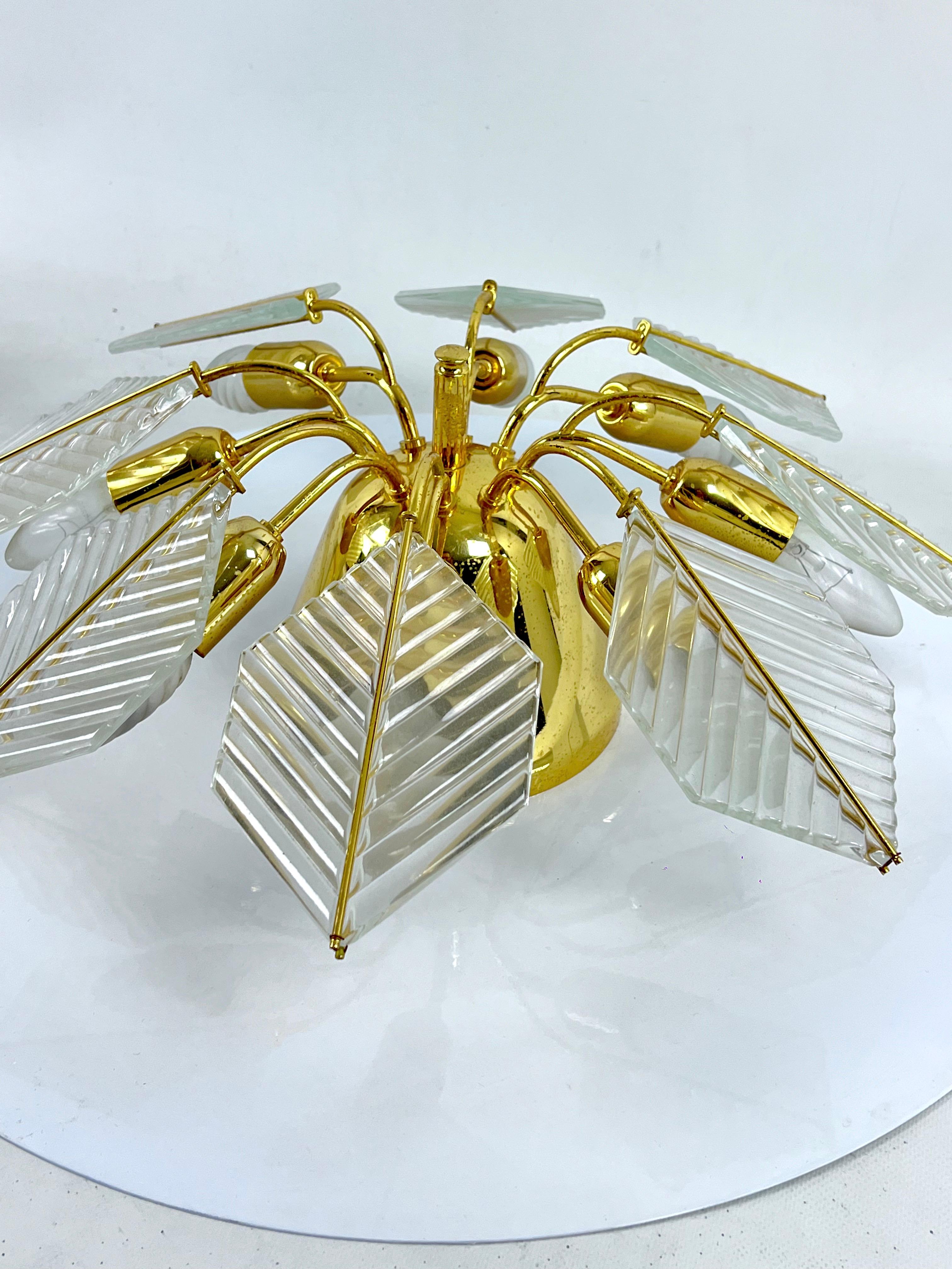 Italian Modern Pair of Brass Ceiling Lamps by Zero Quattro, 1970s For Sale 2