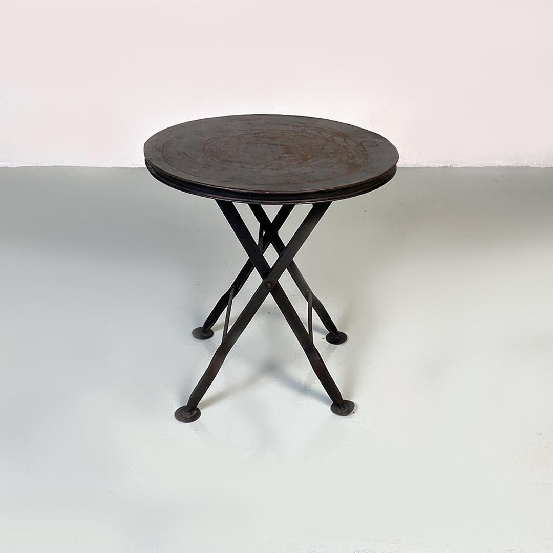Italian Modern Pair of Round Iron Folding Stools or Coffee Tables, 1980s 9