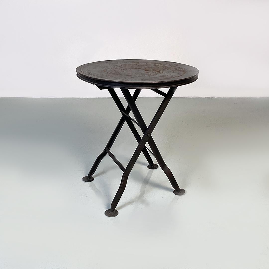 Italian Modern Pair of Round Iron Folding Stools or Coffee Tables, 1980s 10