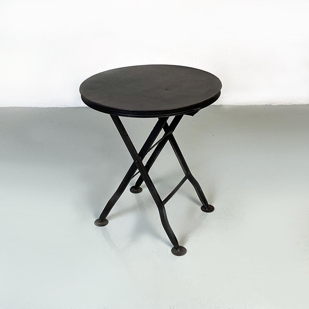 Italian Modern Pair of Round Iron Folding Stools or Coffee Tables, 1980s 11