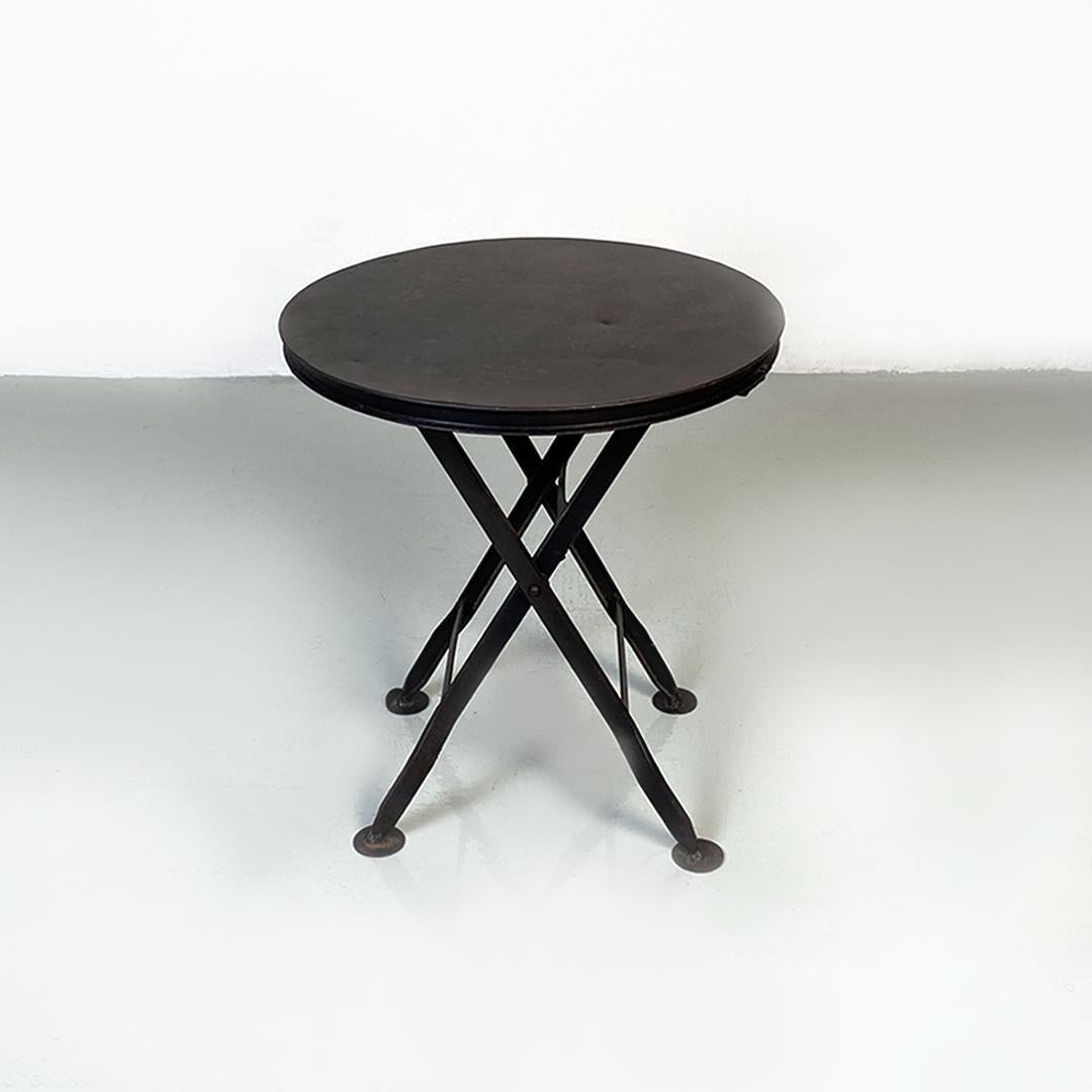 Italian Modern Pair of Round Iron Folding Stools or Coffee Tables, 1980s 12