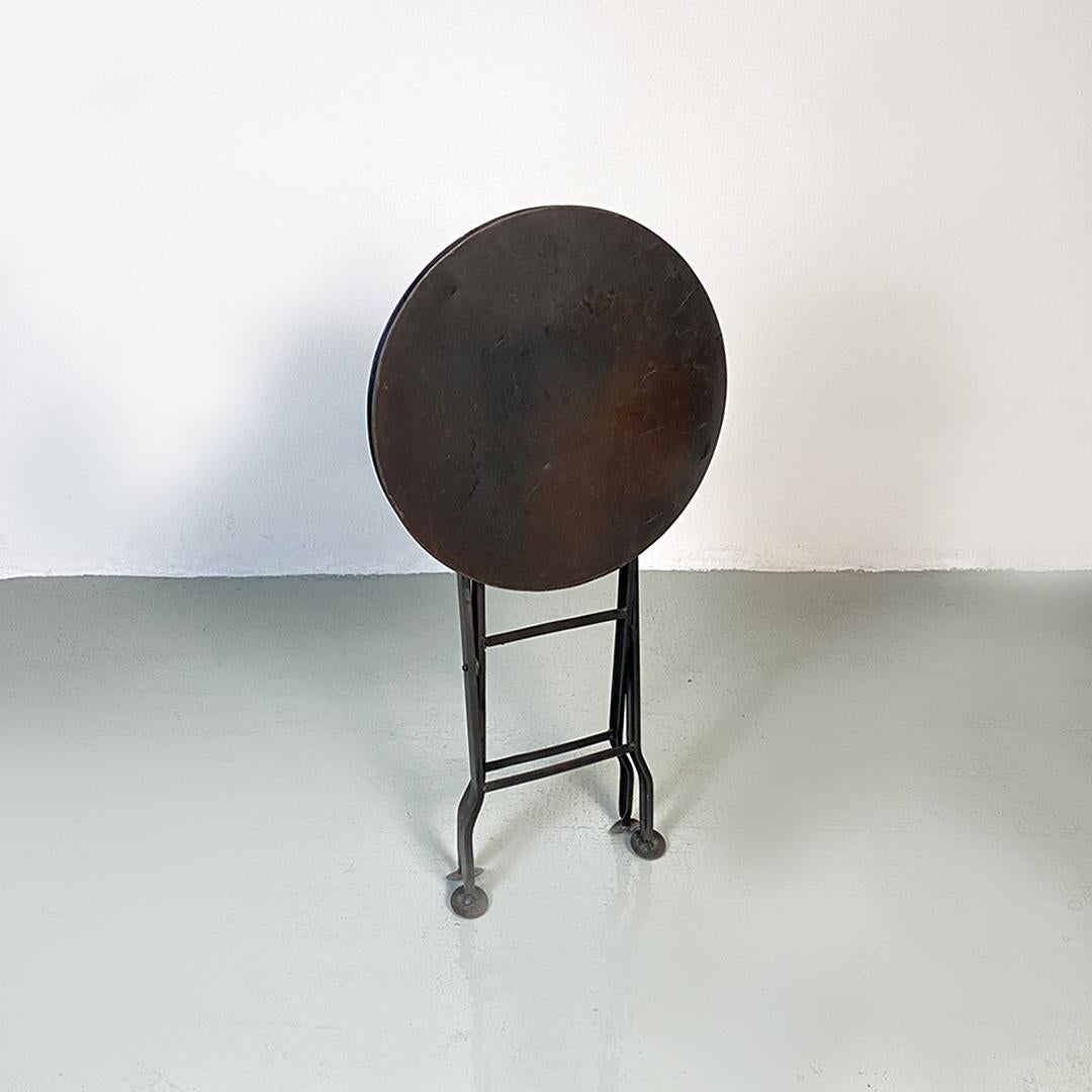 Italian Modern Pair of Round Iron Folding Stools or Coffee Tables, 1980s 15