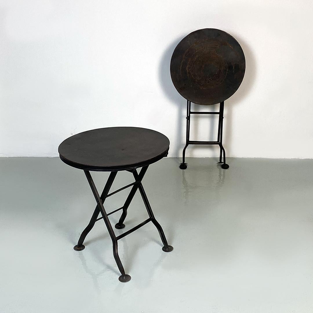 Italian Modern Pair of Round Iron Folding Stools or Coffee Tables, 1980s 16