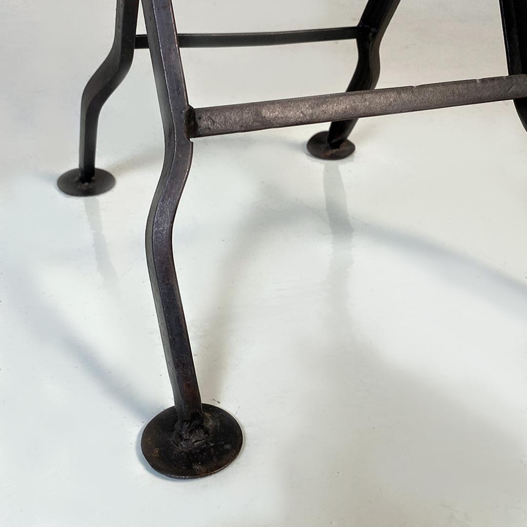 Italian Modern Pair of Round Iron Folding Stools or Coffee Tables, 1980s 1