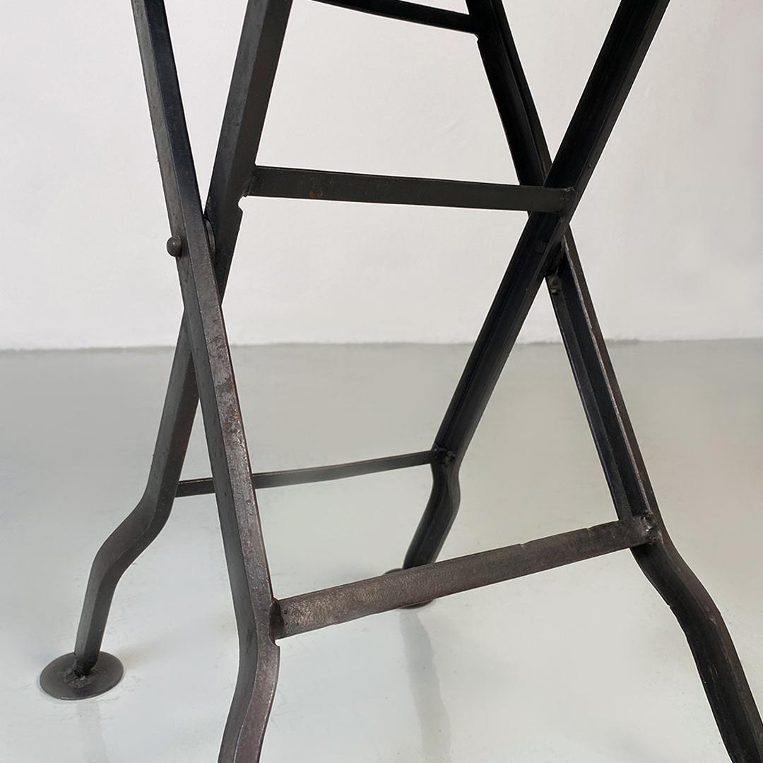 Italian Modern Pair of Round Iron Folding Stools or Coffee Tables, 1980s 3