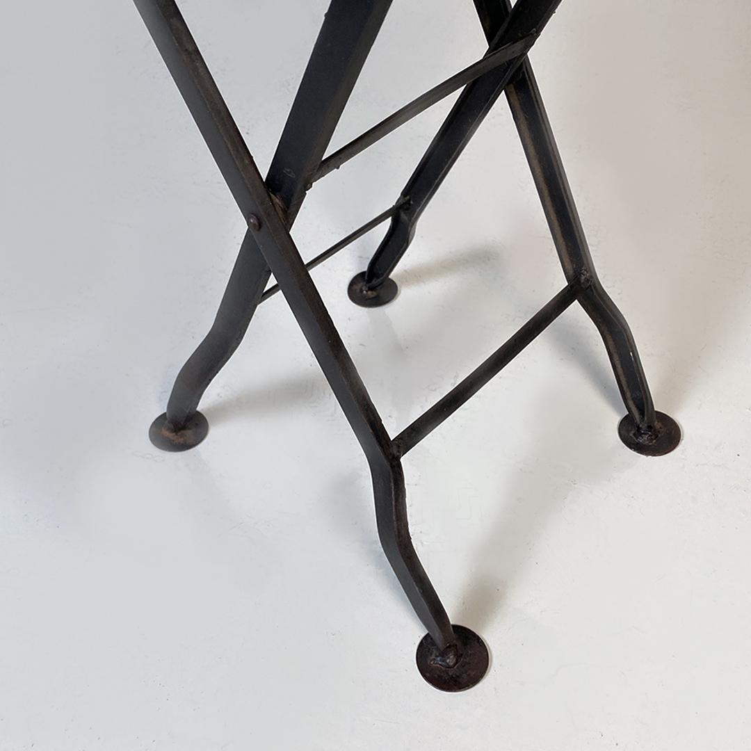 Italian Modern Pair of Round Iron Folding Stools or Coffee Tables, 1980s 4