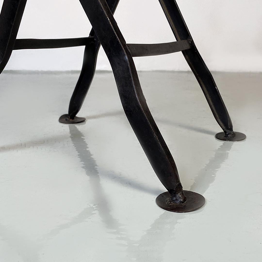Italian Modern Pair of Round Iron Folding Stools or Coffee Tables, 1980s 5