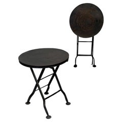 Vintage Italian Modern Pair of Round Iron Folding Stools or Coffee Tables, 1980s