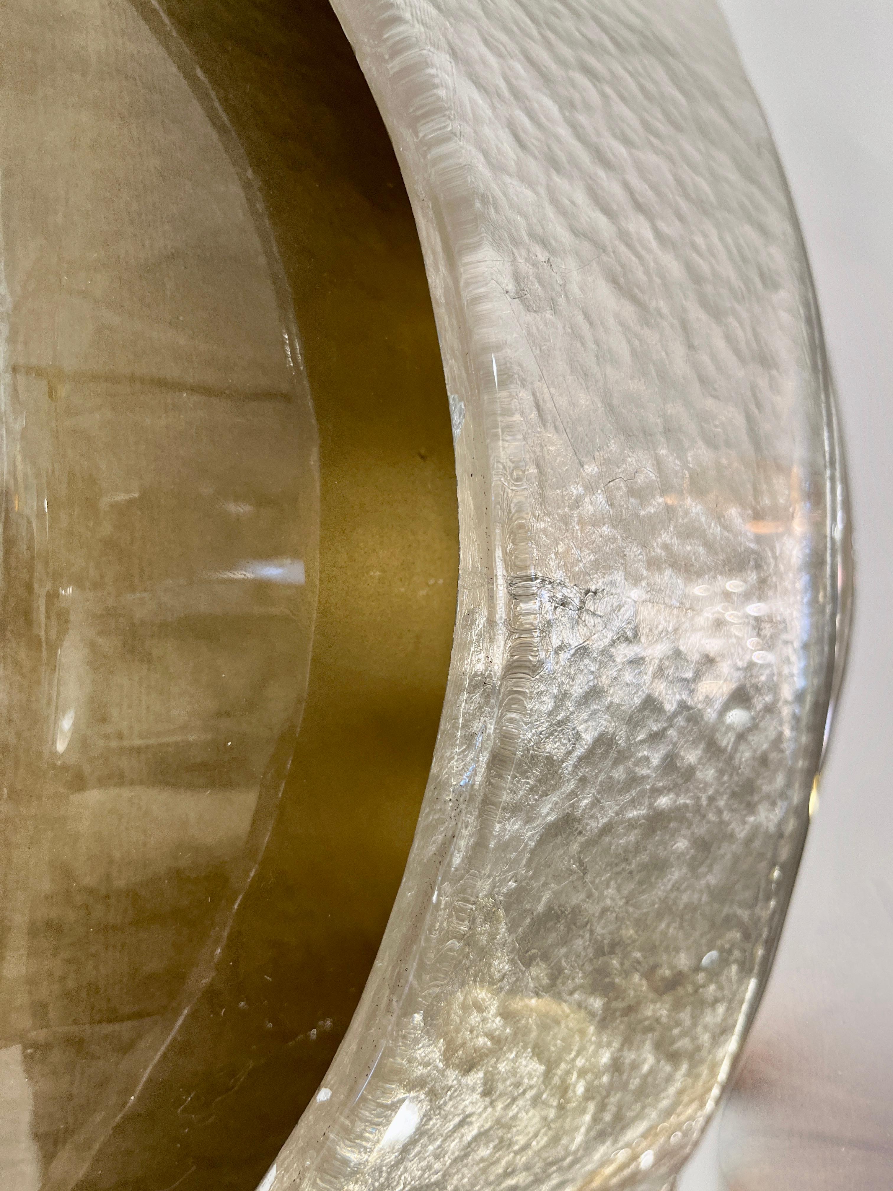 Italian Modern Pair Silver Leaf Smoked Murano Glass Organic Design Brass Sconces For Sale 4
