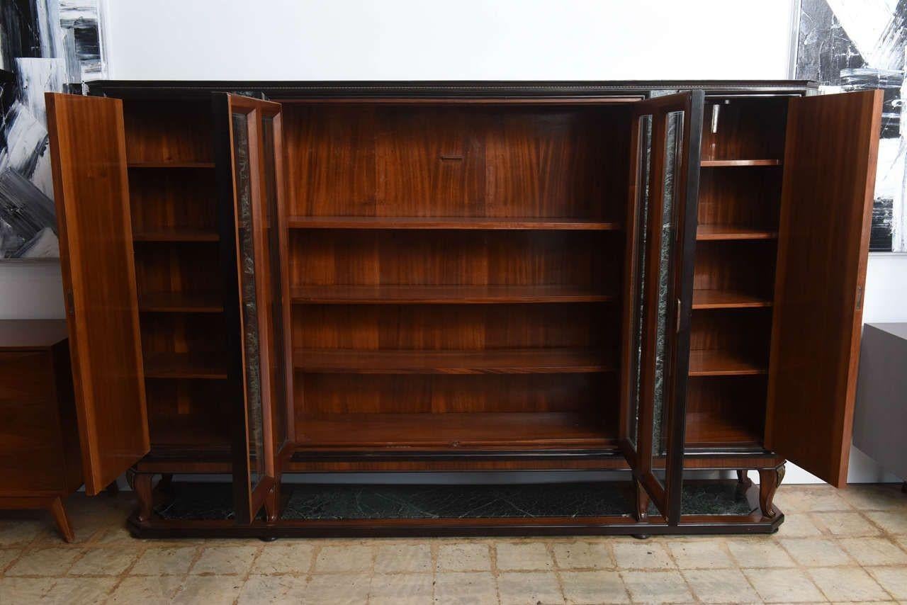 Italian Modern Palisander and Marble Bookcase, Attributed to Paolo Buffa In Excellent Condition For Sale In Hollywood, FL