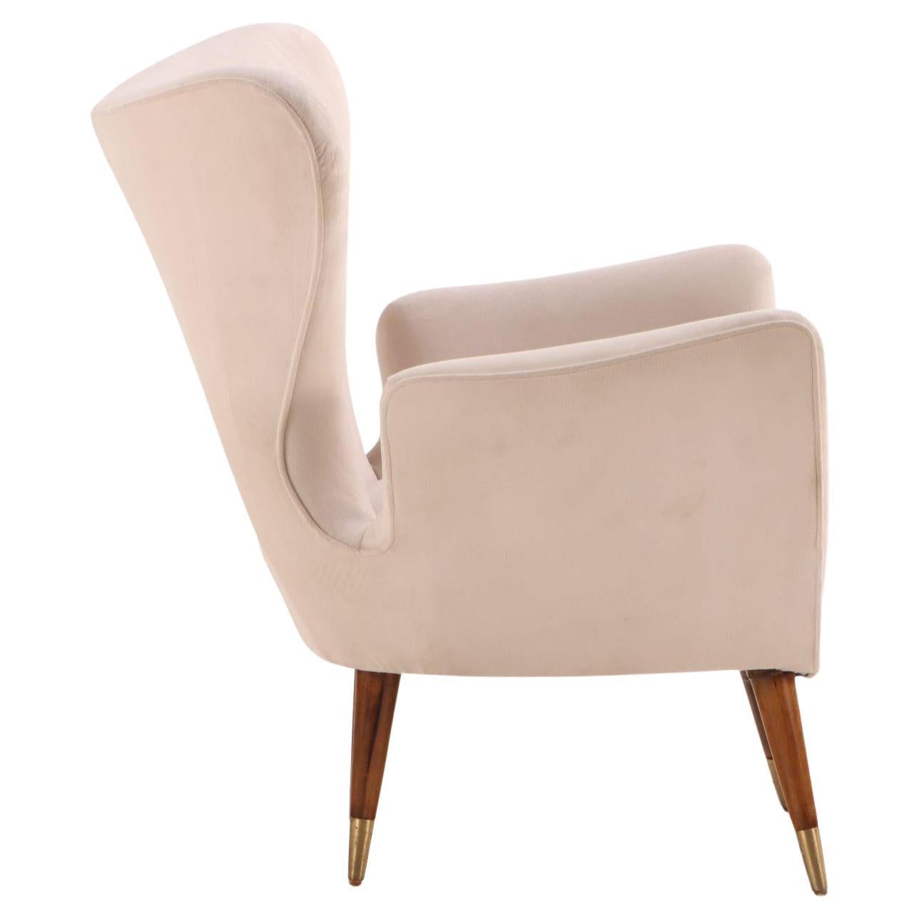 Mid-Century Modern Italian Modern Paola Buffa Style Wingback Lounge Chairs - A Pair