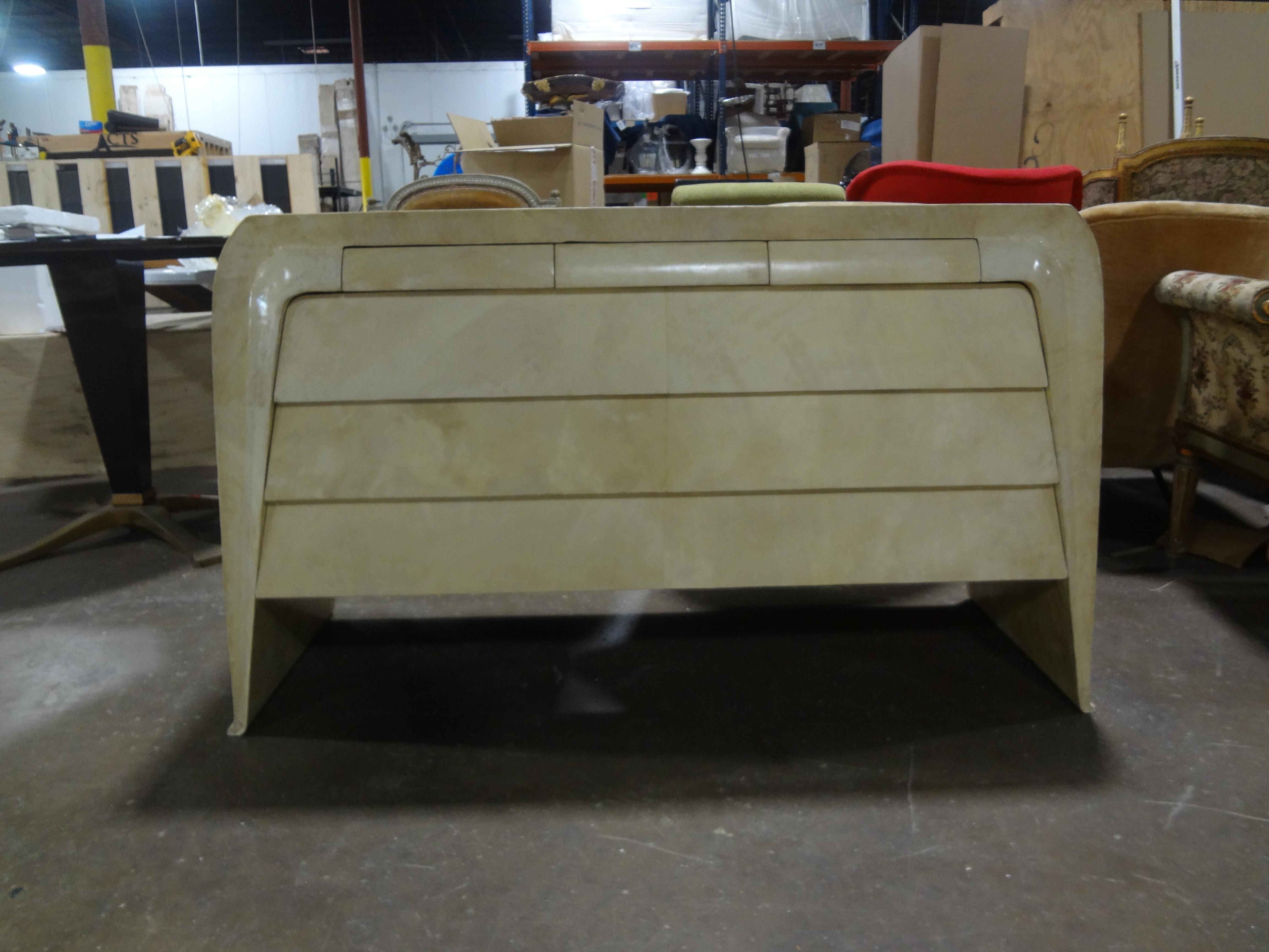 Mid-20th Century Italian Modern Parchment Chest, Sideboard Or Commode  For Sale