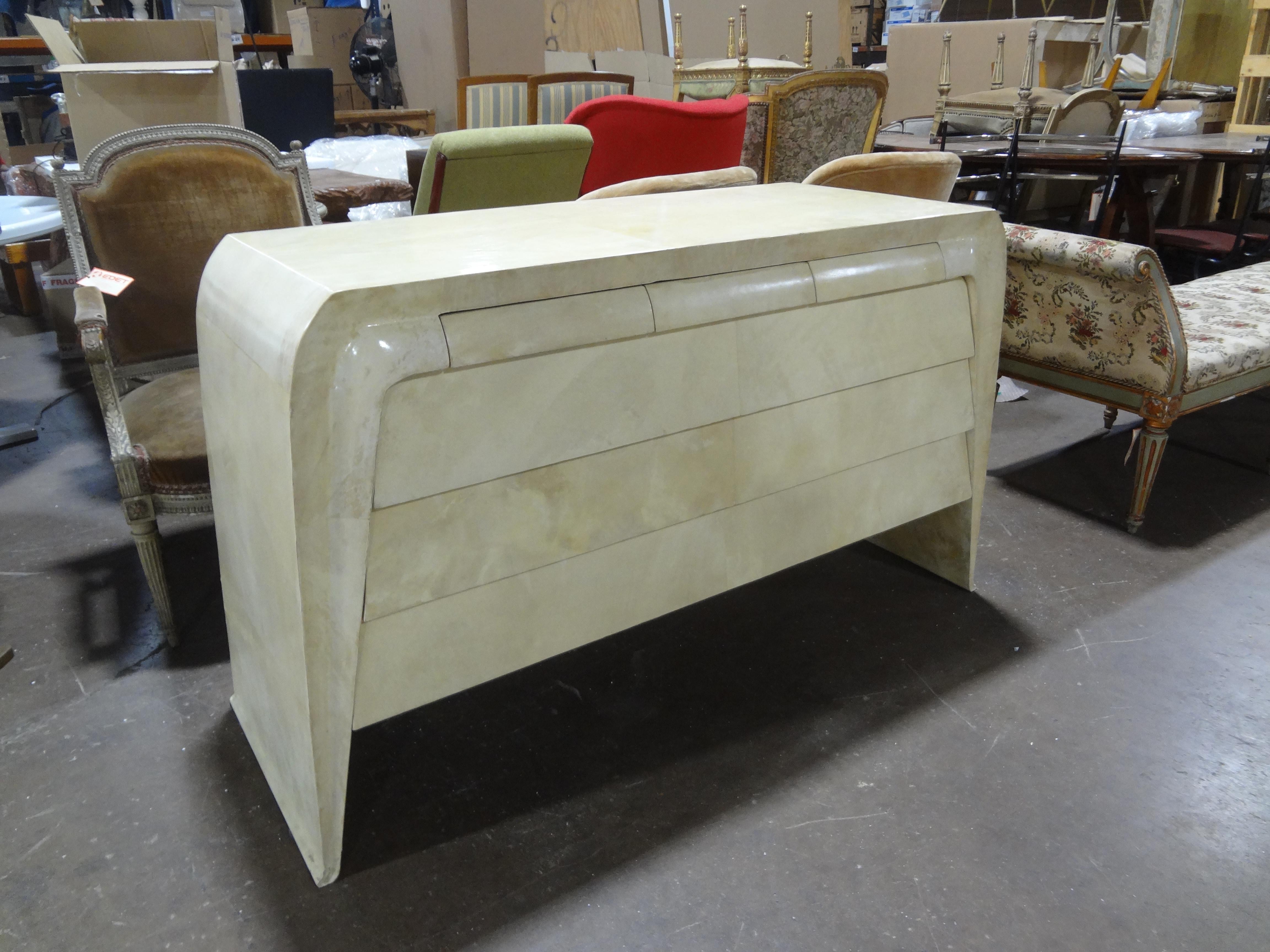 Italian Modern Parchment Chest, Sideboard Or Commode  For Sale 1