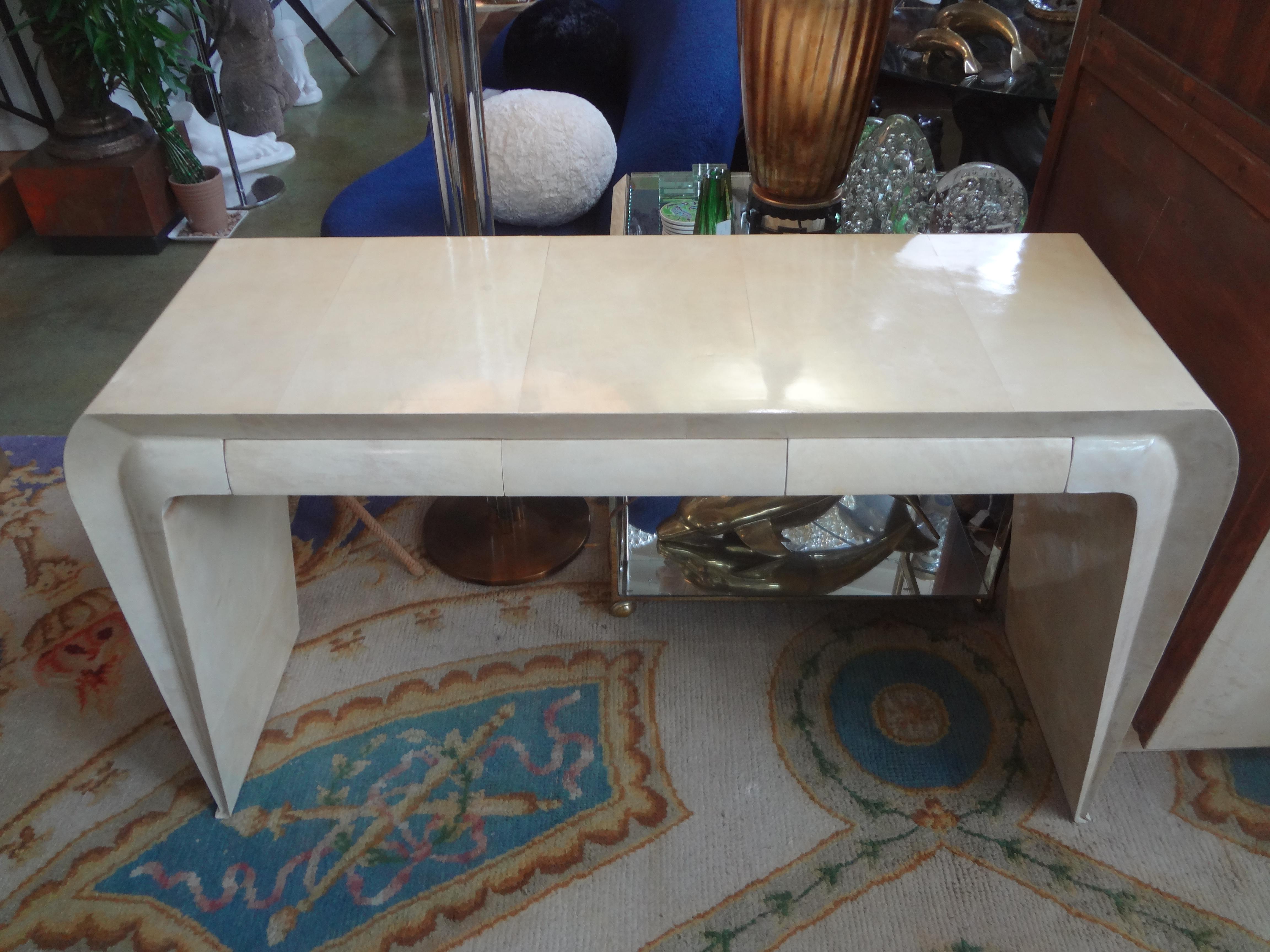 Italian Modern Parchment Console Table For Sale 4