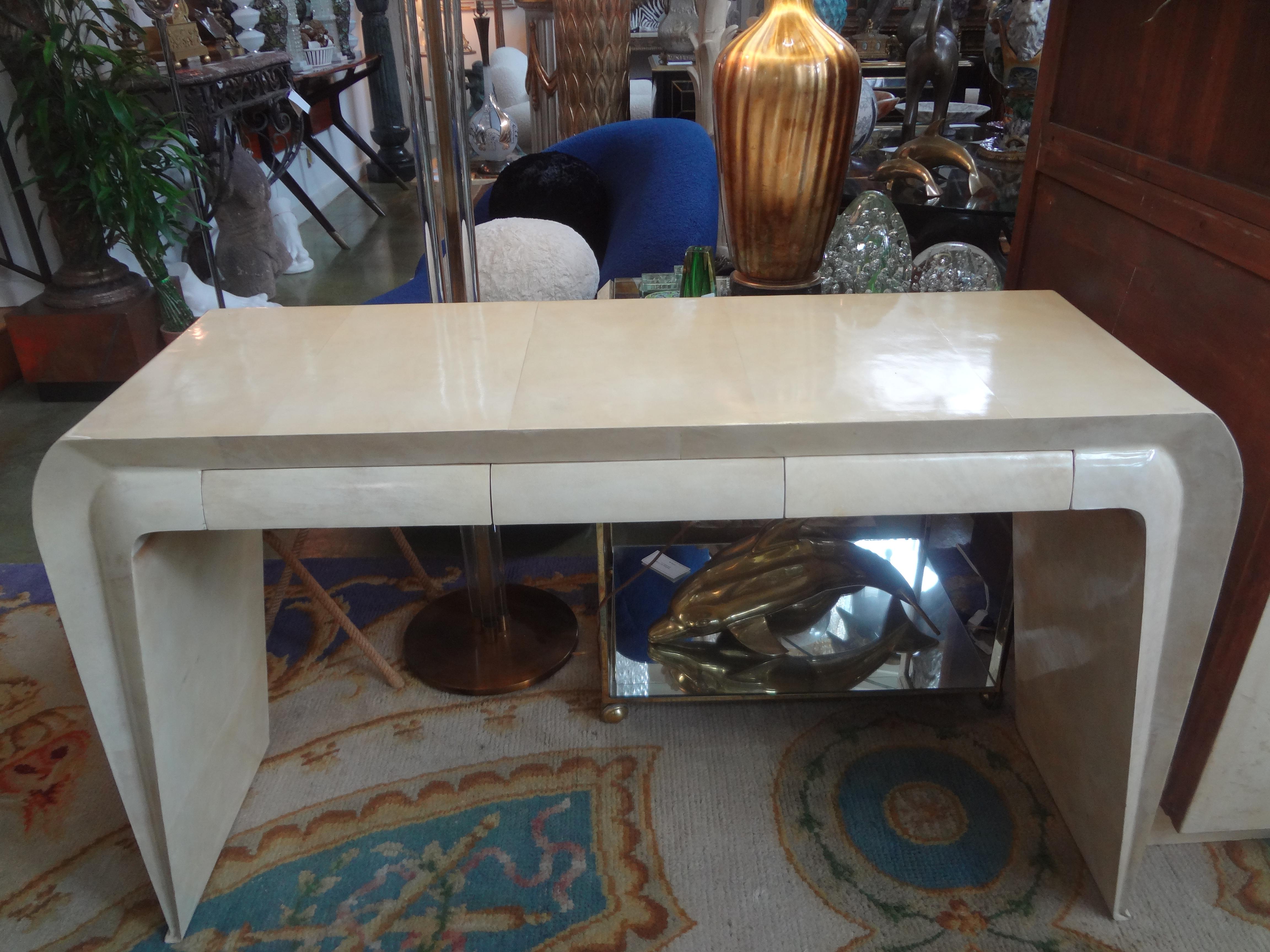 Mid-Century Modern Italian Modern Parchment Console Table For Sale