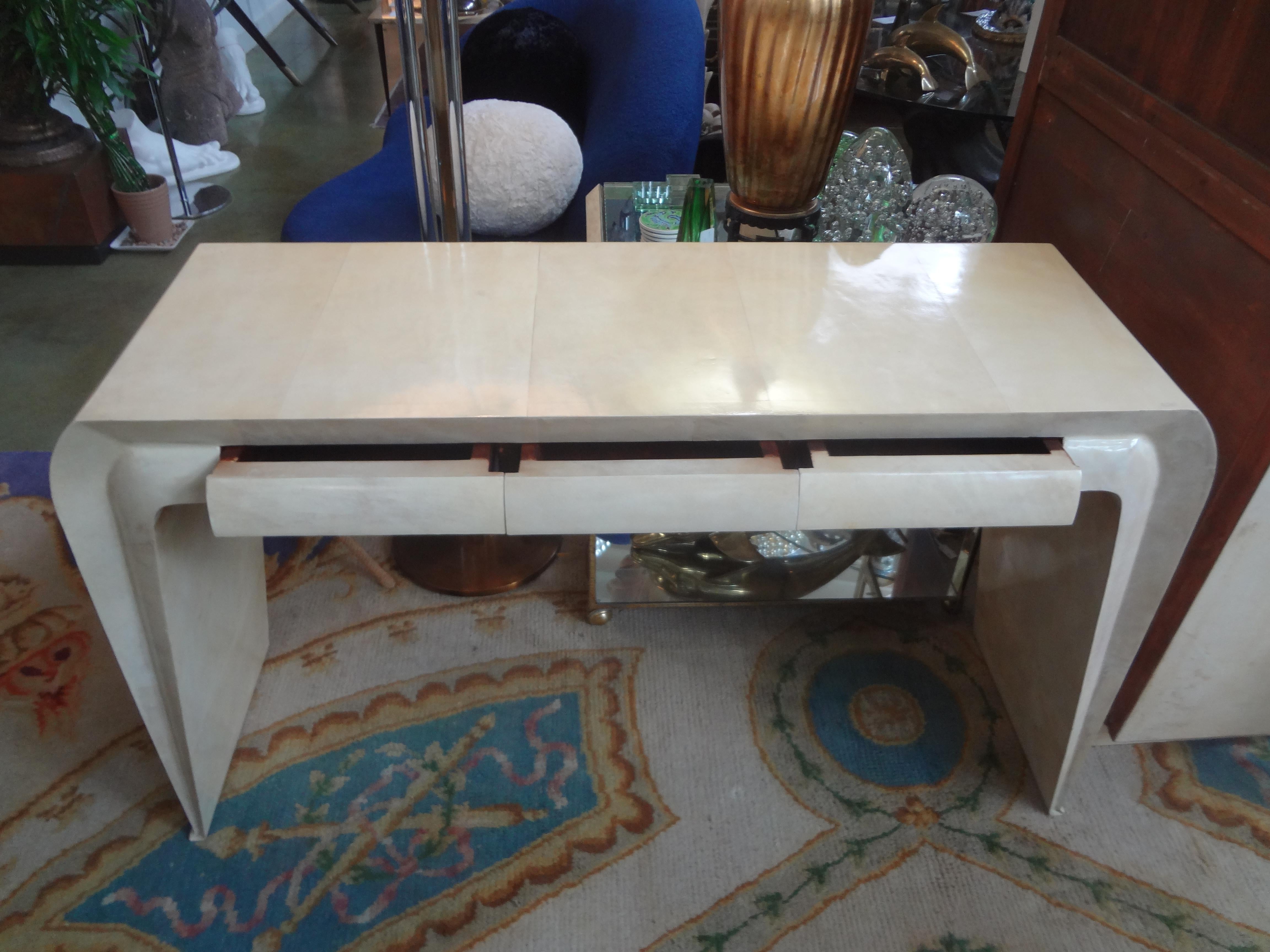 Italian Modern Parchment Console Table In Good Condition For Sale In Houston, TX