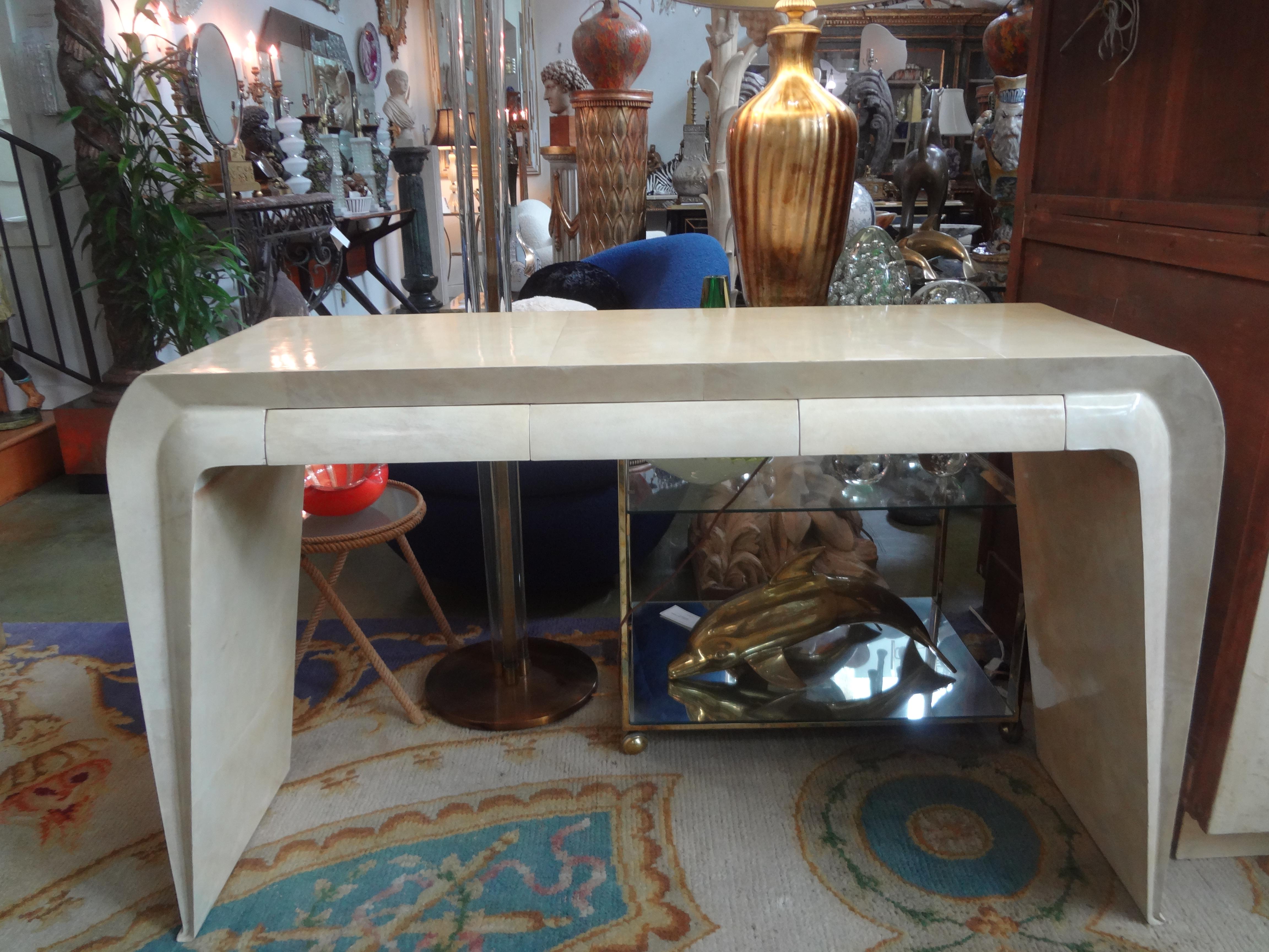 Italian Modern Parchment Console Table For Sale 1