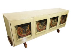 Italian Modern Parchment, Palisander and Trompe L'oeil Credenza, Aldo Tura