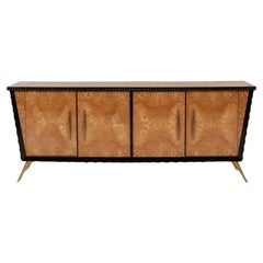 Italian Modern Parisi Style Maple Burlwood Credenza