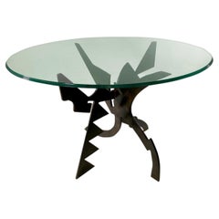Tavolo da caffè moderno italiano in bronzo patinato e vetro, Pucci De Rossi